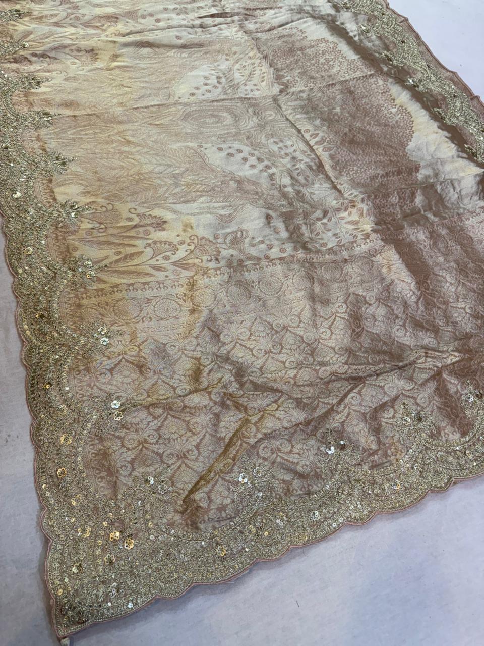 Designer Cosmos Febric Saree With Pittan Zari Work