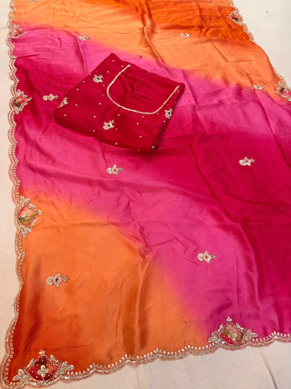 Luxury Pure H O Silk Saree With  Premium Handwork