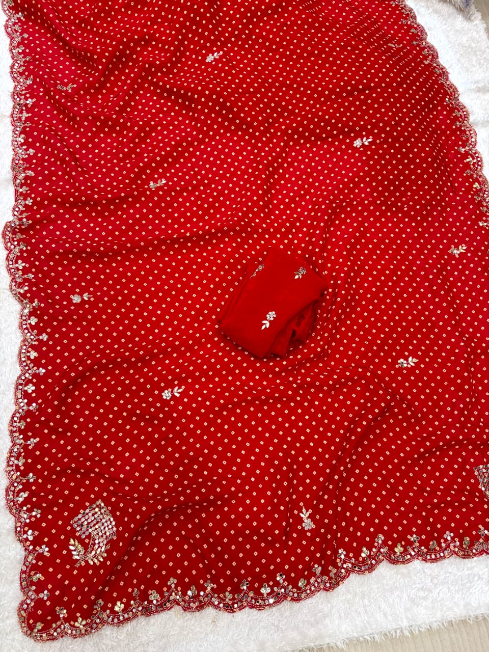 Beautiful bandej Upada silk saree With handwork