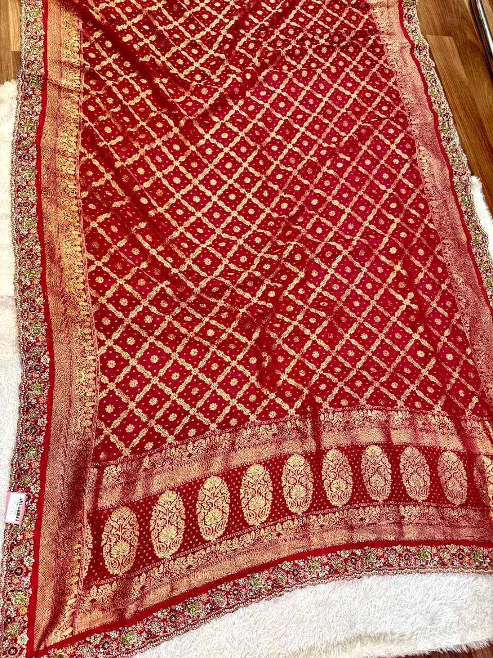Designer Pure Georgatte Dupatta With Handwork