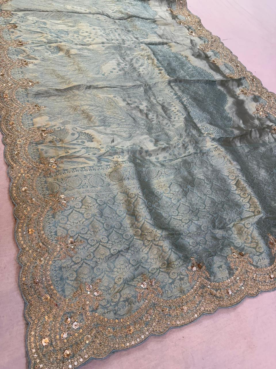 Designer Cosmos Febric Saree With Pittan Zari Work