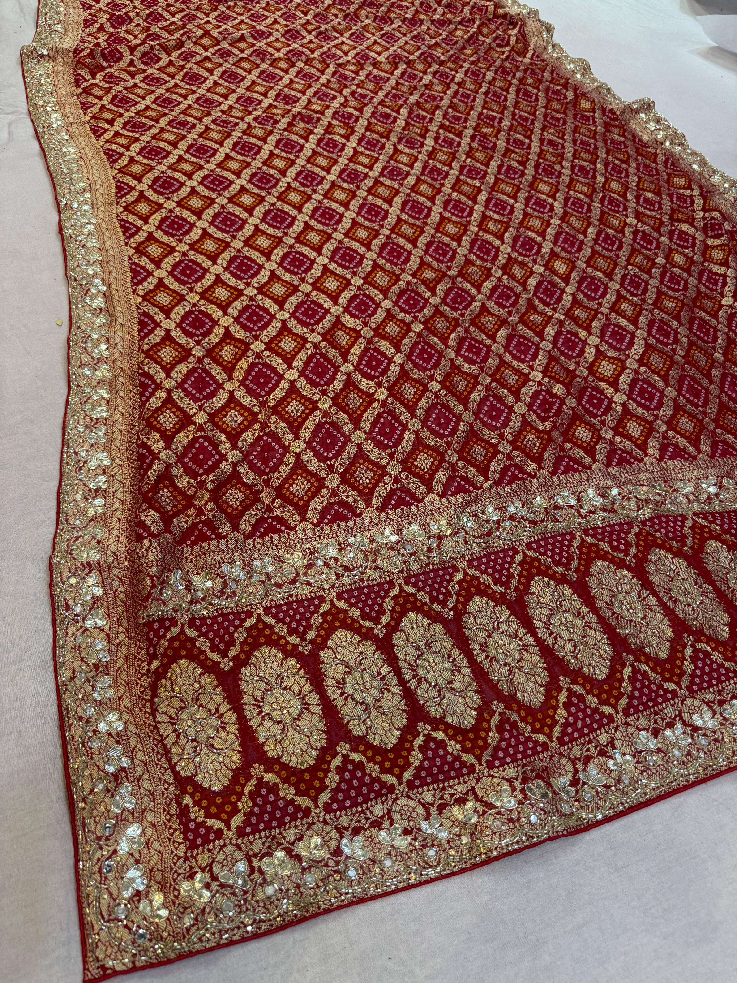 Designer Pure Georgatte Dupatta With Handwork