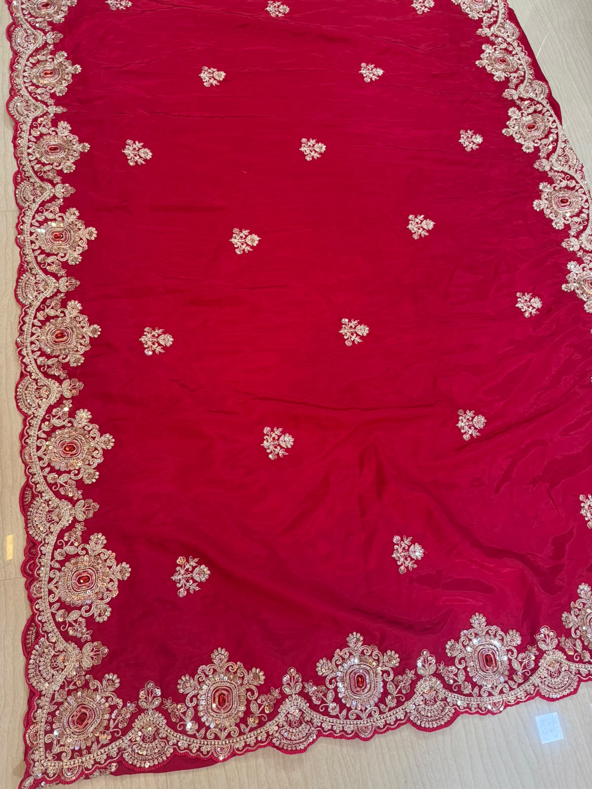 Beautiful Fancy Silk Saree With Handwork