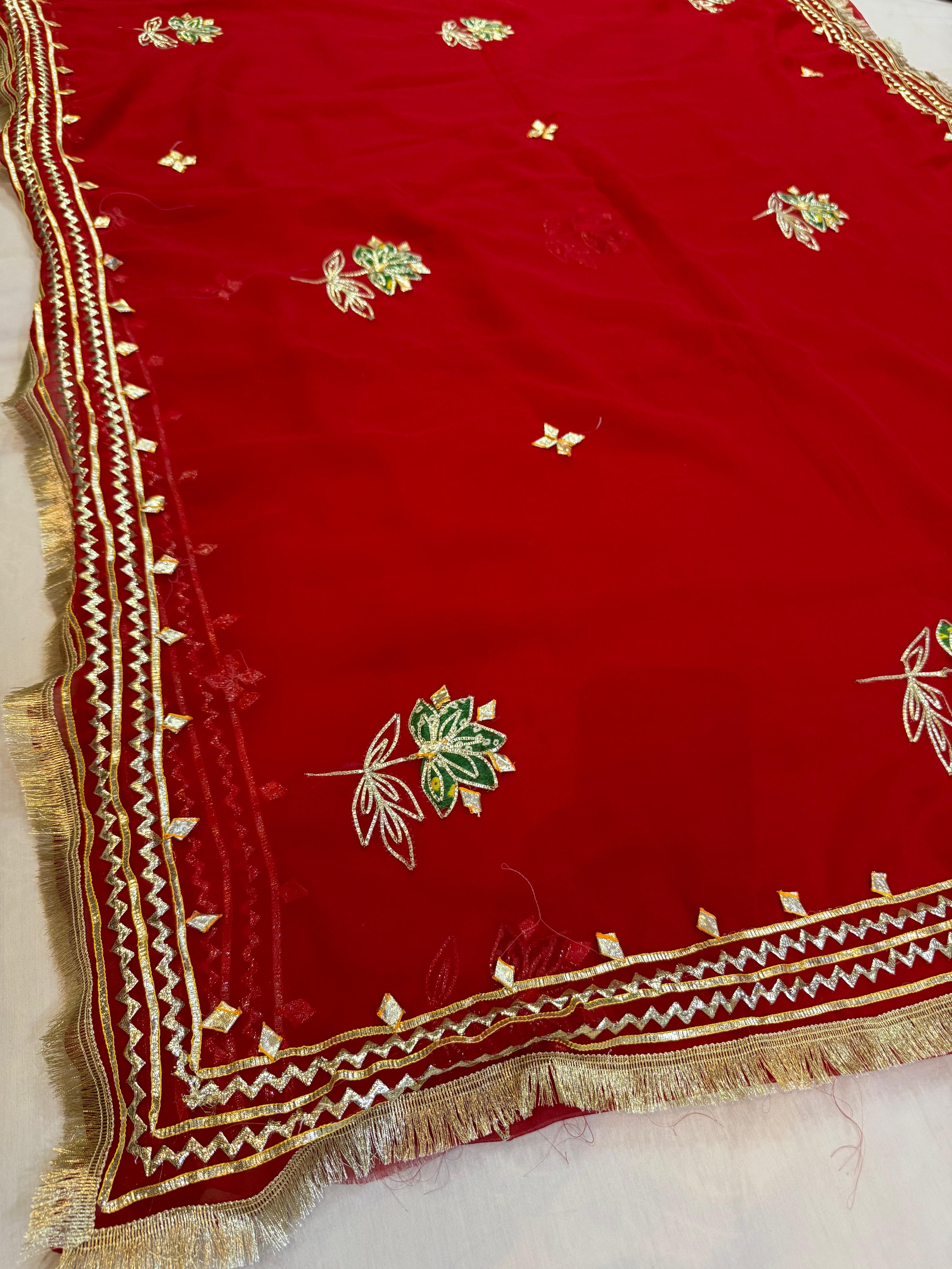 Beautiful Royal Georgatte Saree With Gottapatti Work