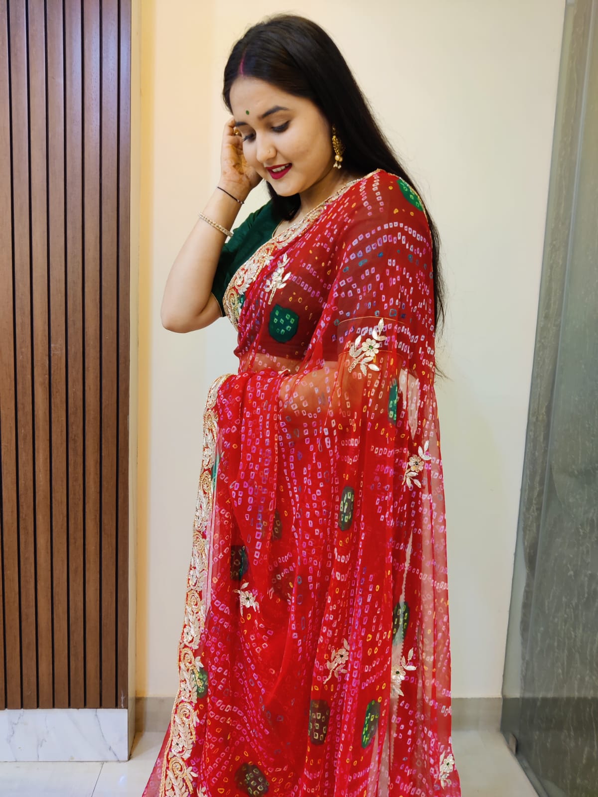Jodhpuri Pure Chiffon Handwork Saree