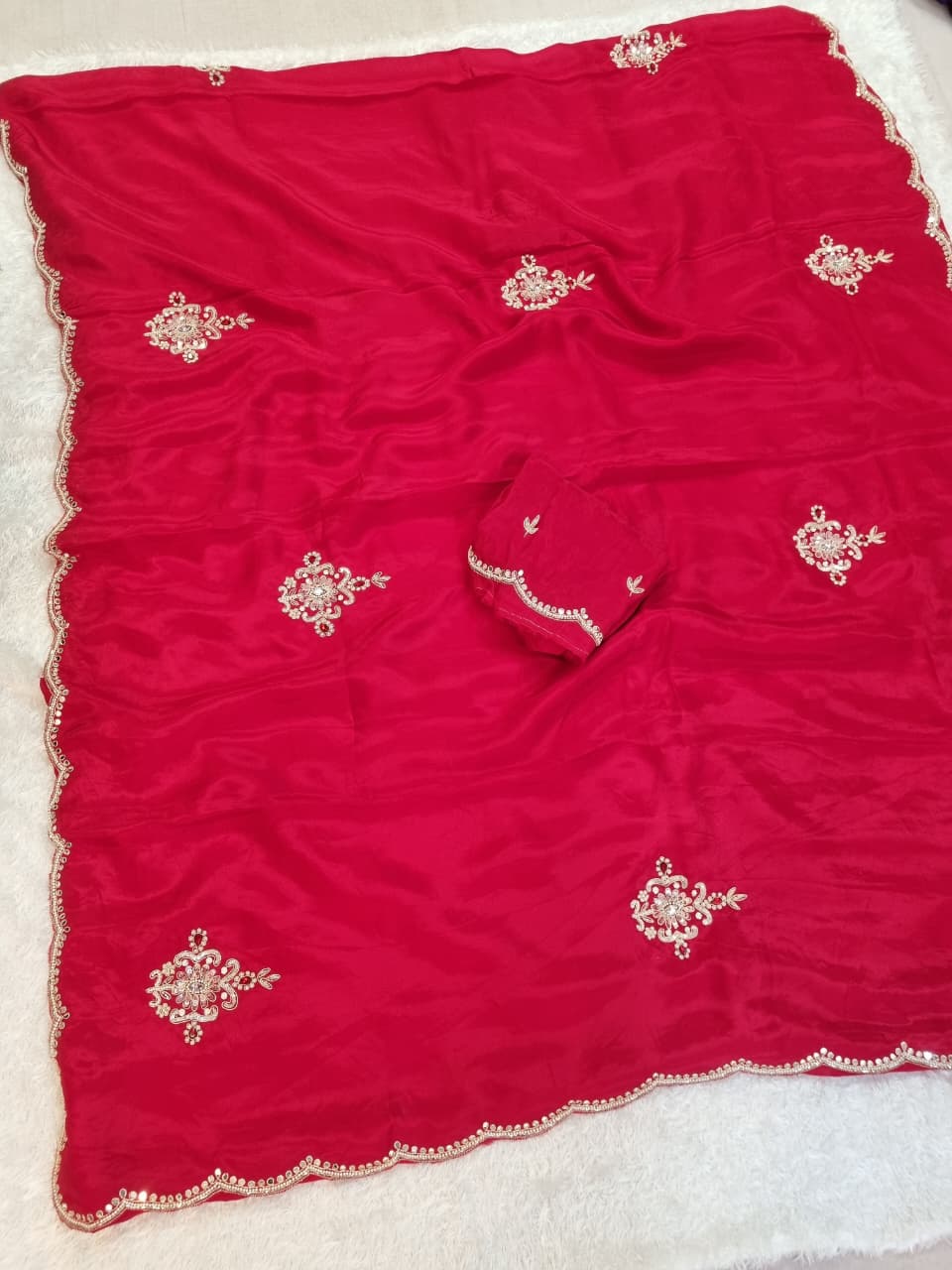 Designer Pure H O Silk Saree With Handwork