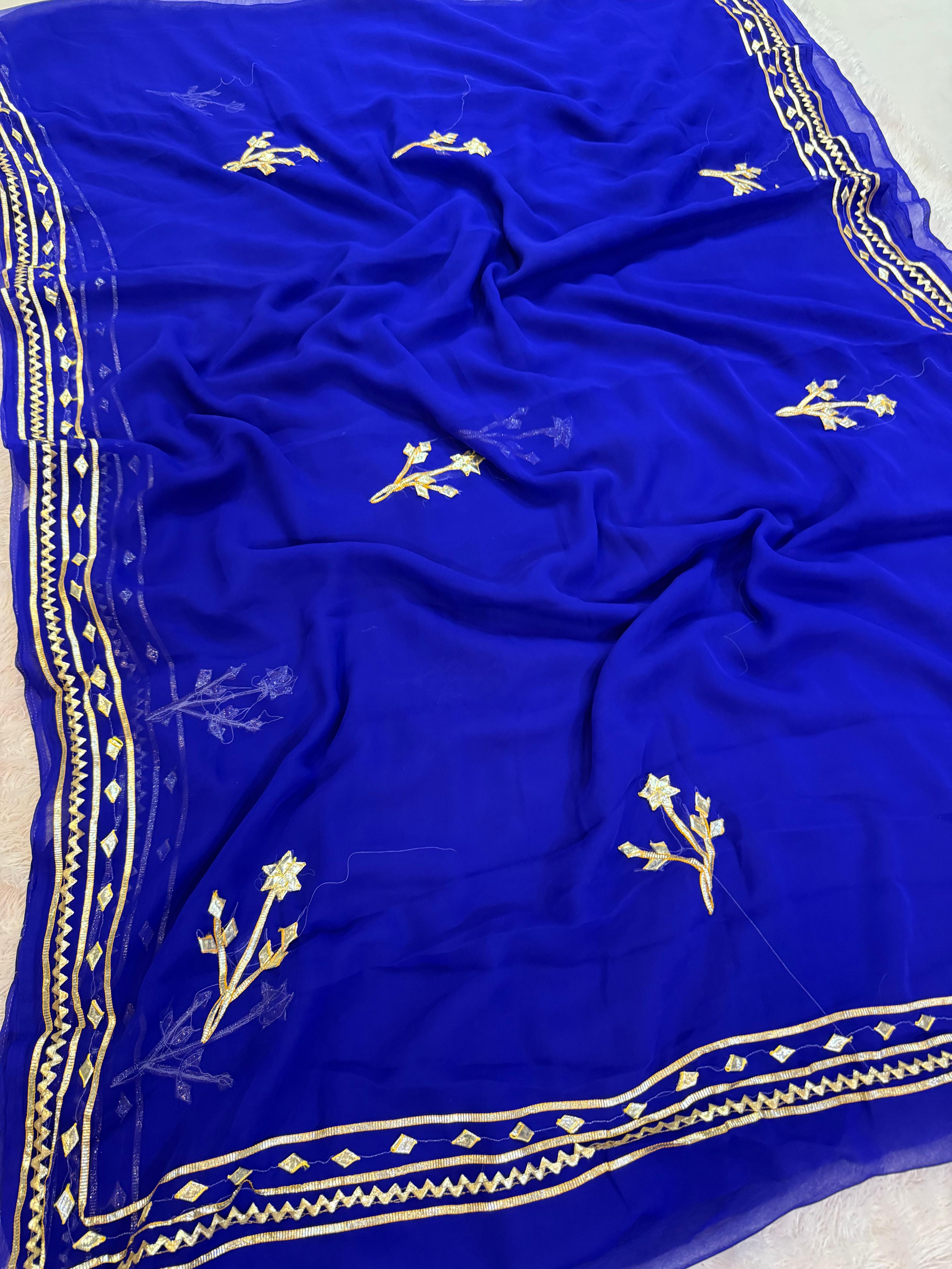 Traditional Royal Georgette Saree With Gottapatti Work
