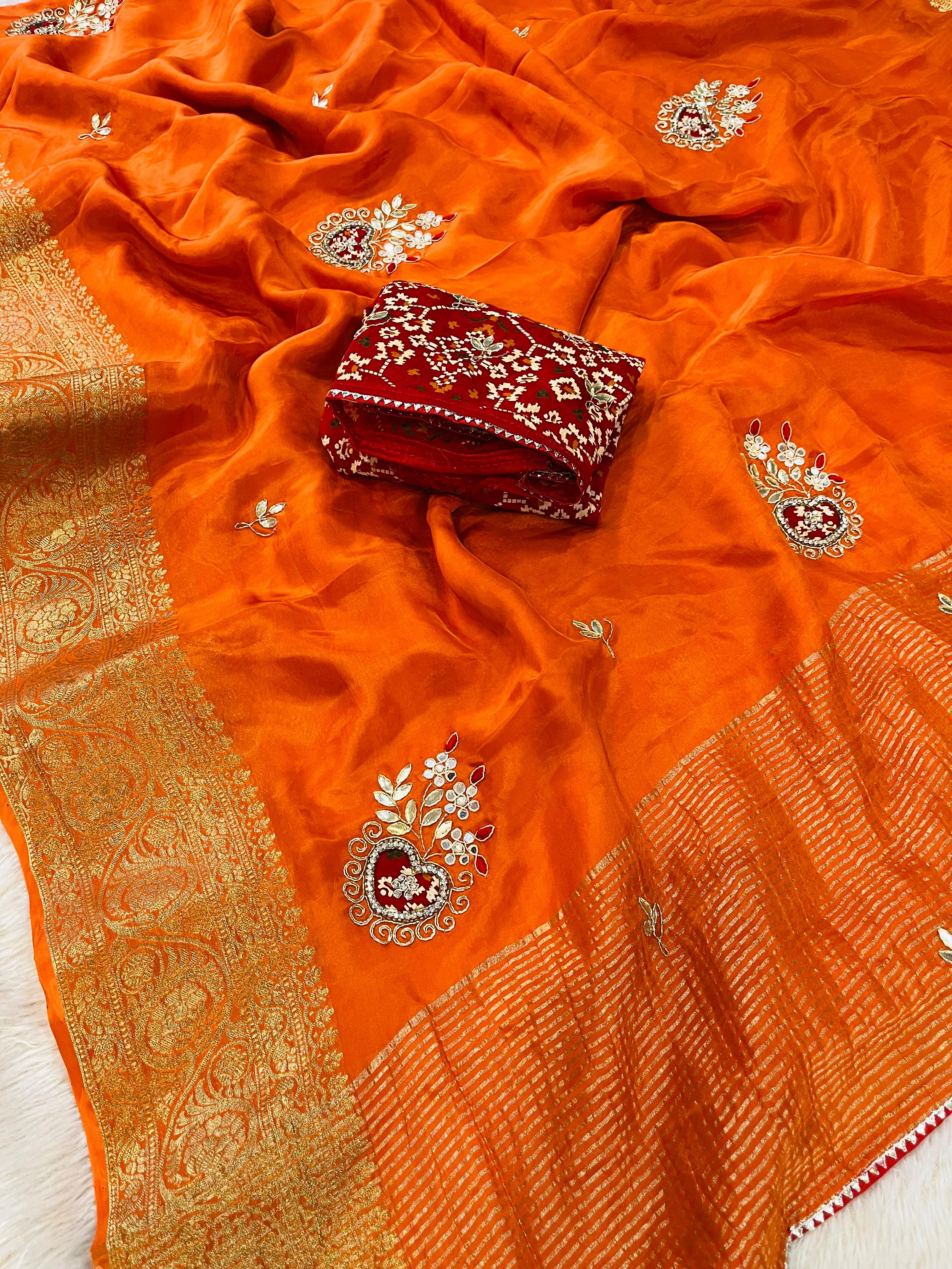 Beautiful H O Silk Saree With Handwork