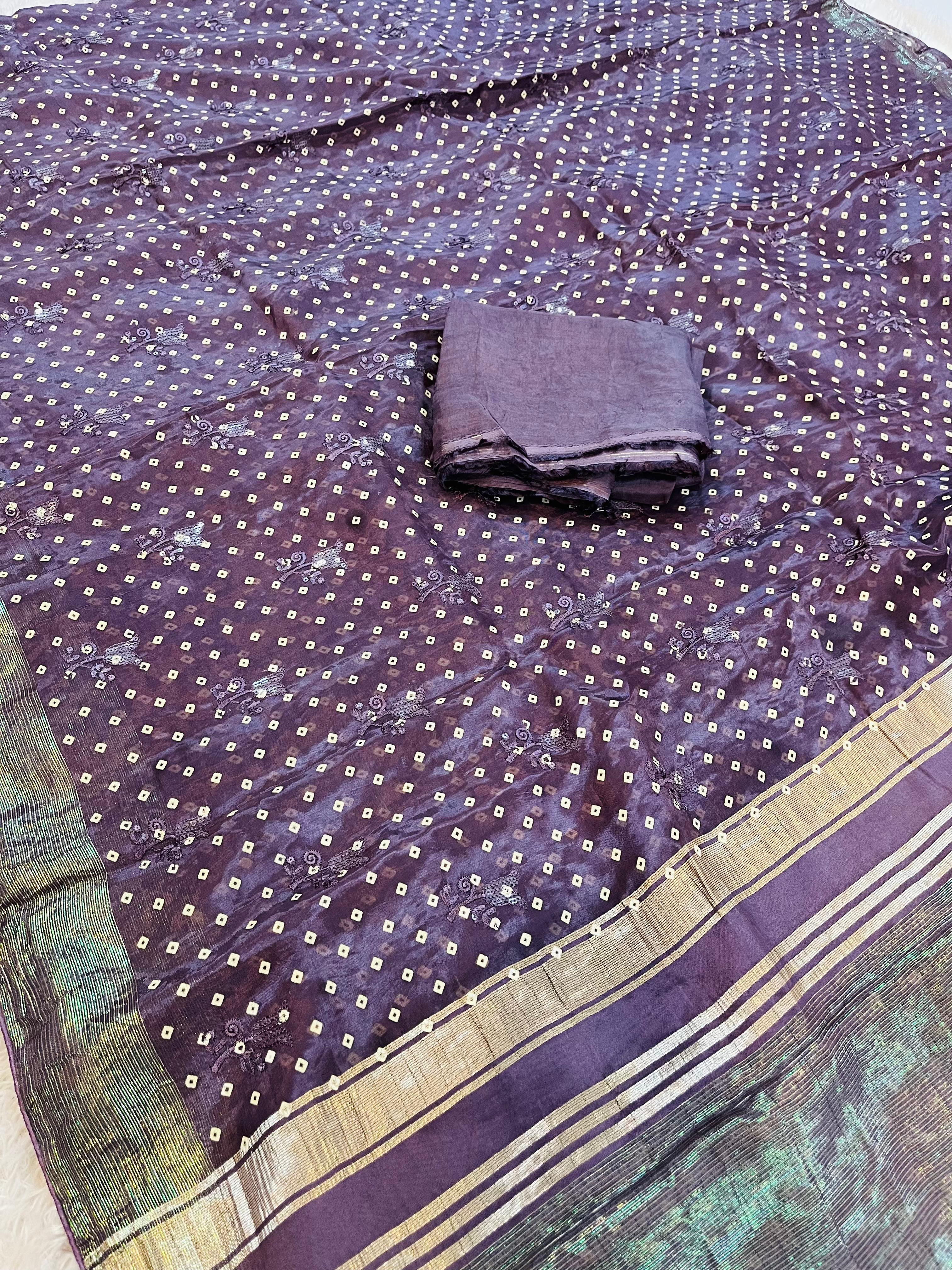 Traditional Pure H O Silk Bandhani Table Print  Saree  With Work
