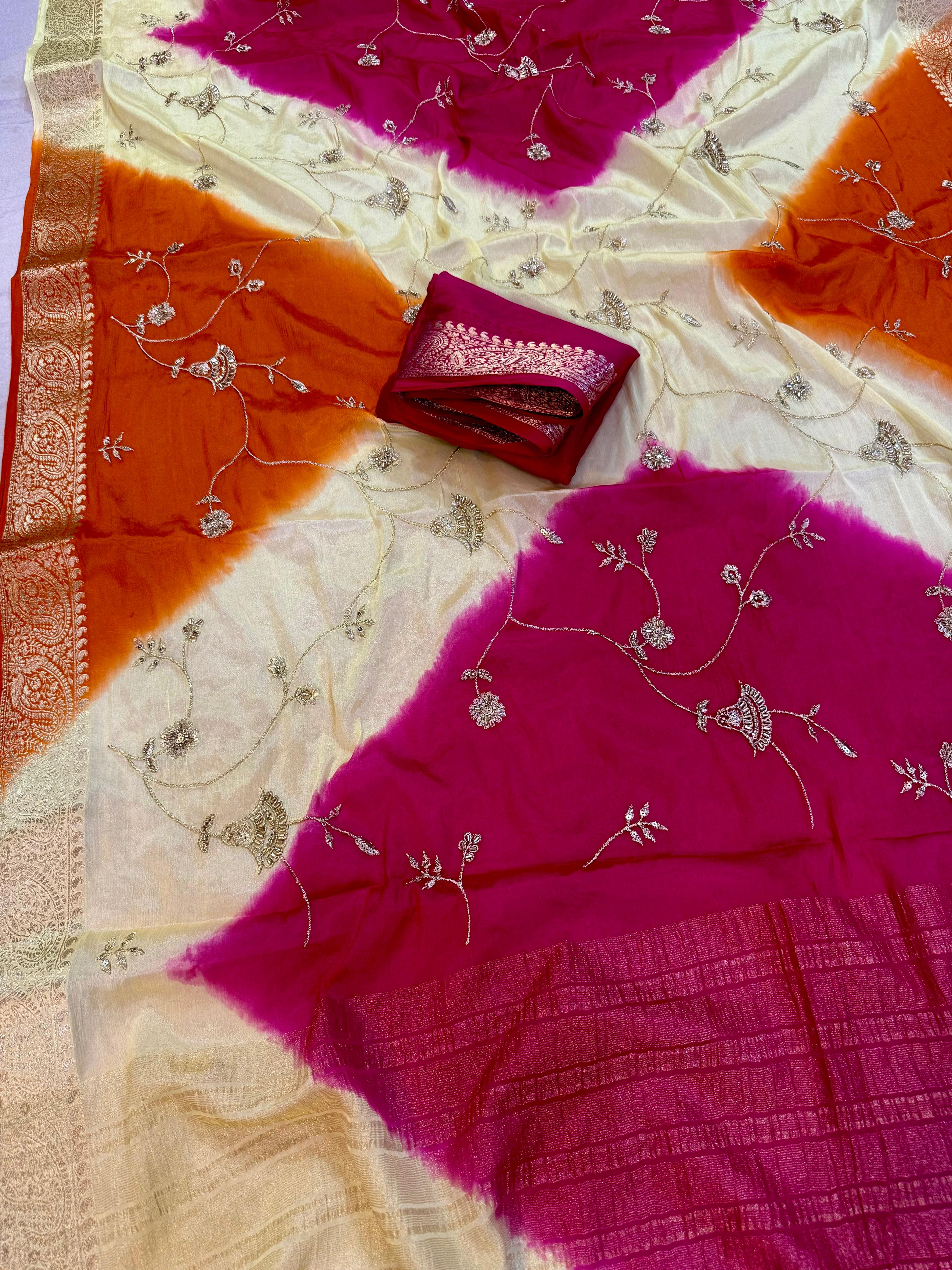 Designer Multi Dye Saree With Sequence Work