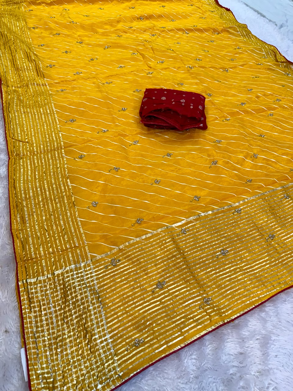 Latest H O Silk  Lahariya Saree With Handwork