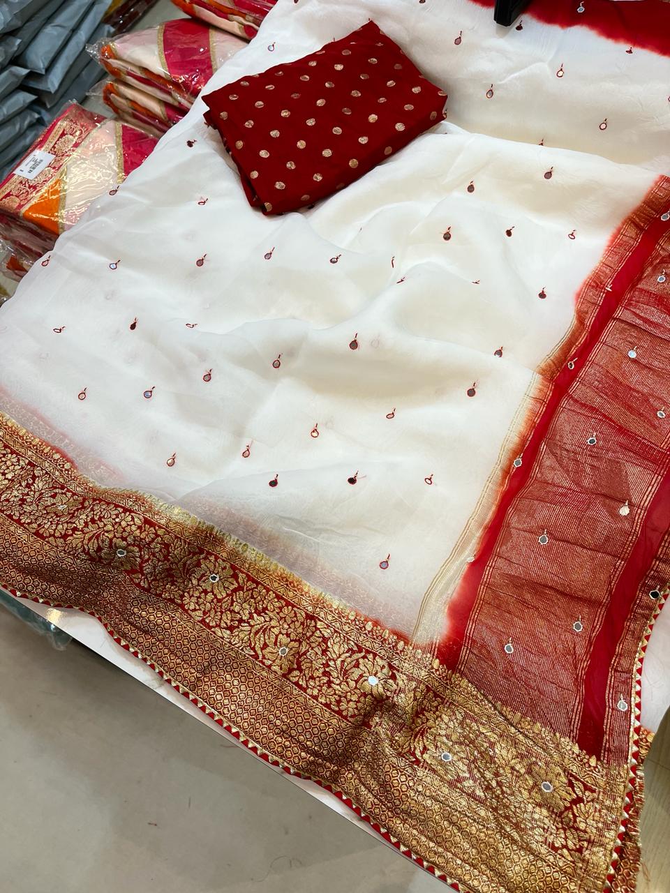 Beautiful Traditional Fag Soft Pure Organza Saree With Handwork