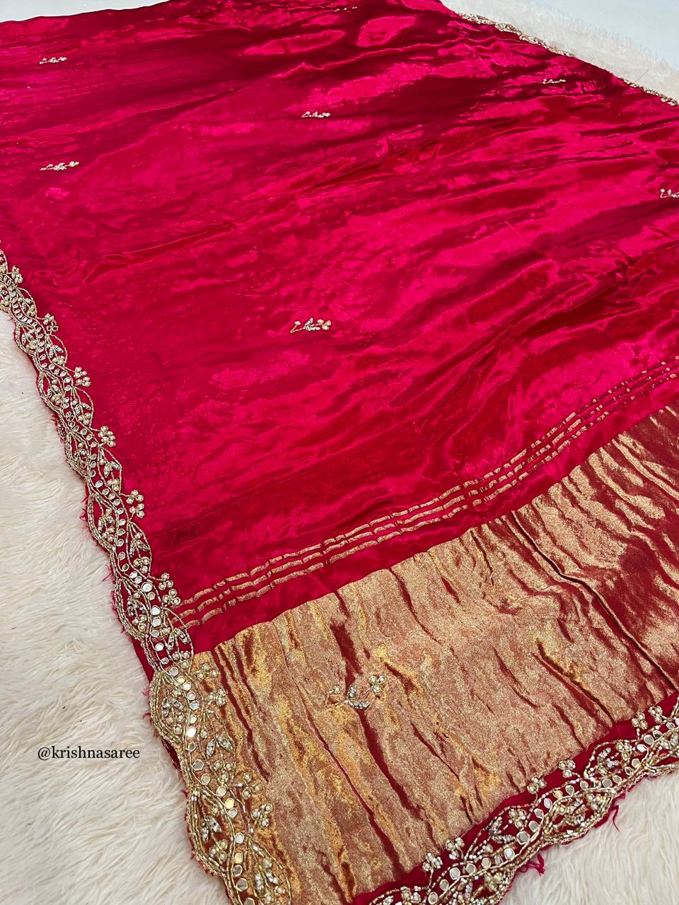 Pure Gajji Silk Saree With Handwork Border