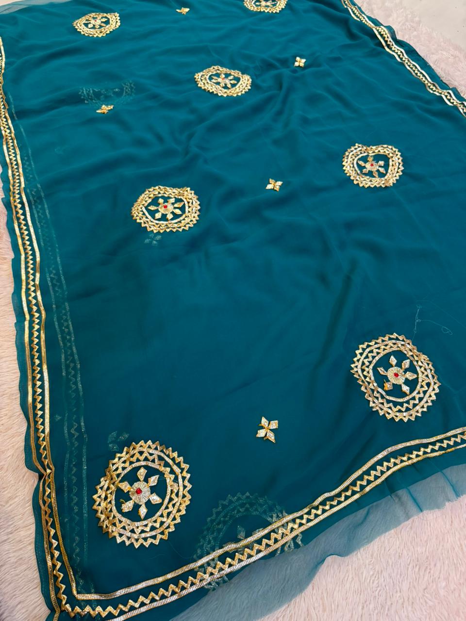 Trending Royal Georgette Saree With Gottapatti Work