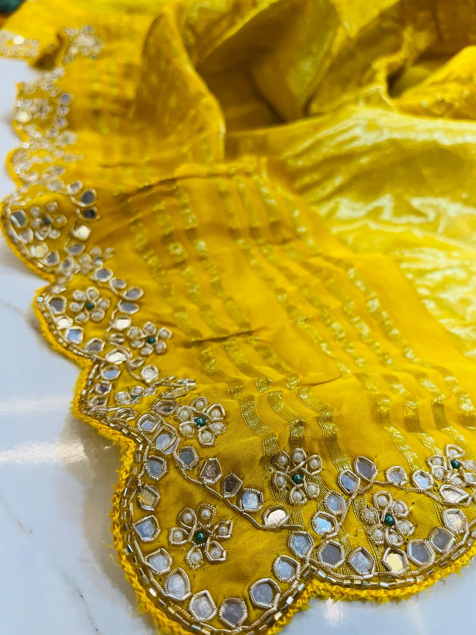 Pure Gajji Silk Saree With Premium Handwork