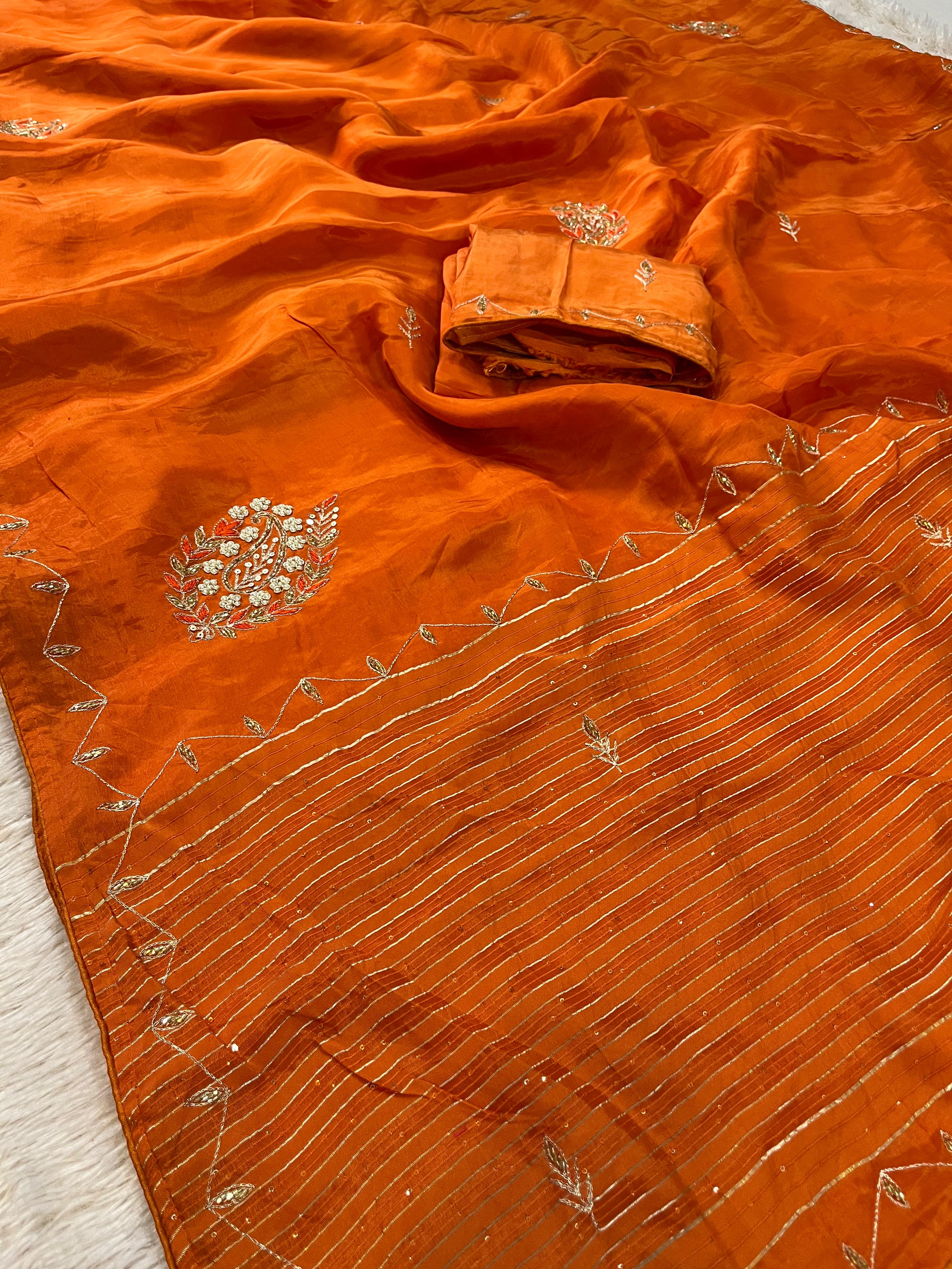 Beautiful Pure H O Silk Saree With Handwork