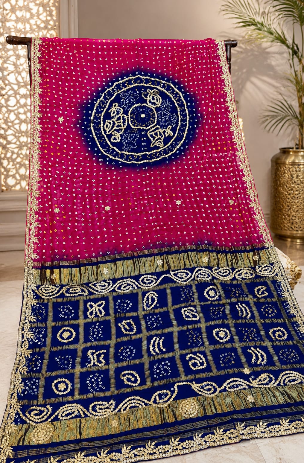 Premium Modal Gajji Silk Bandhani Saree with Zari Border