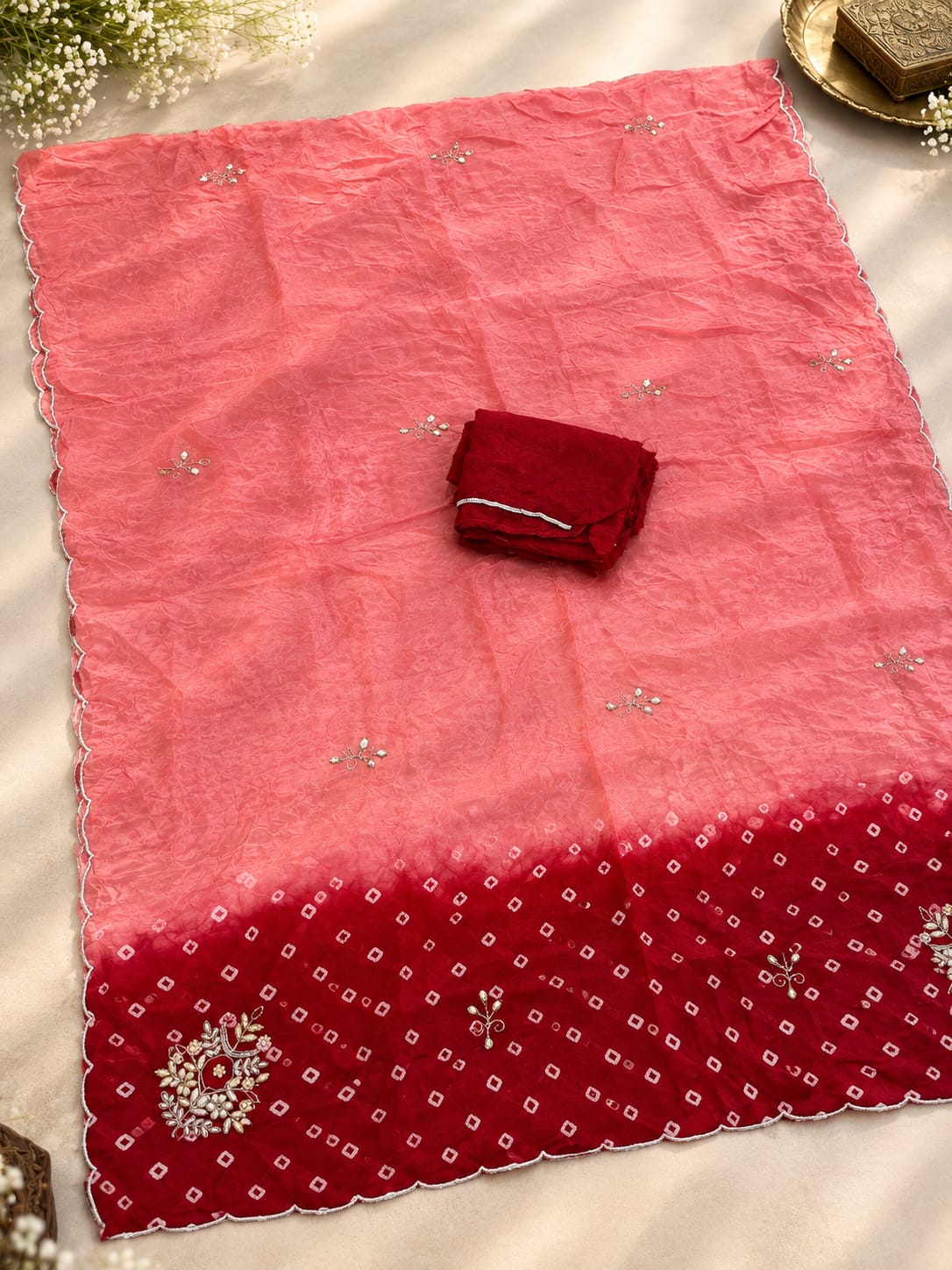 Traditional Art Silk Fabric Hand Bandhej Saree