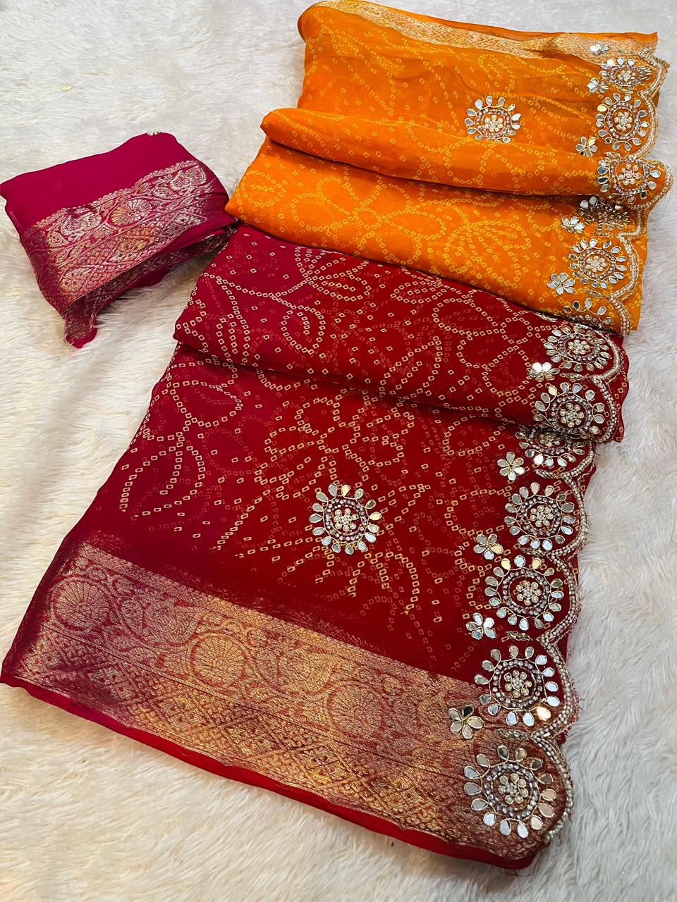 Pure Georgette Saree With Handwork