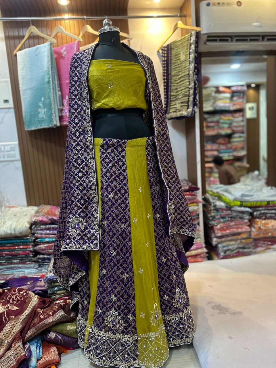 Traditional Tissue X Georgatte Dupatta Lehenga With Handwork