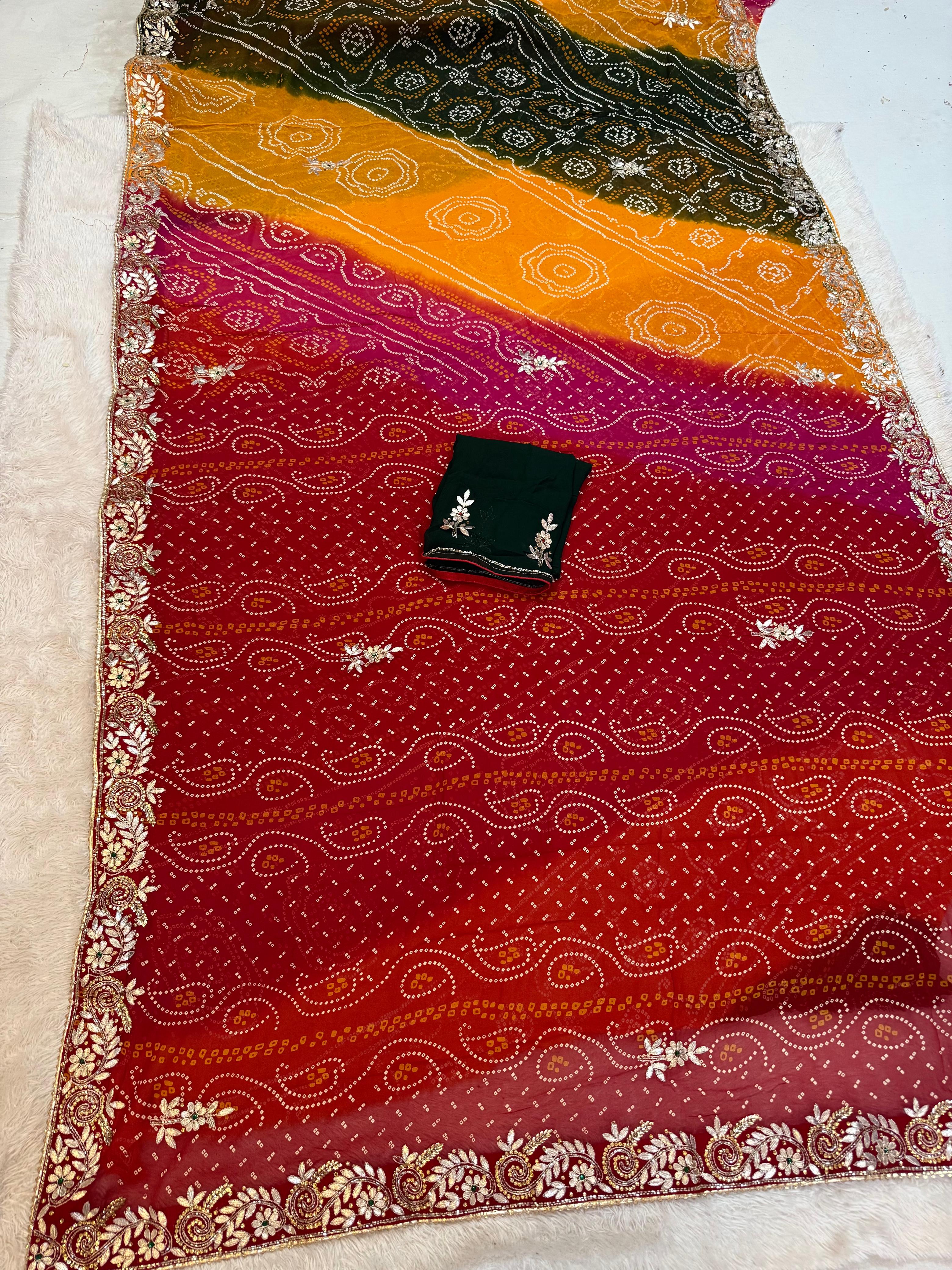 Traditional Pure Viscose Georgette Saree With Premium Handwork