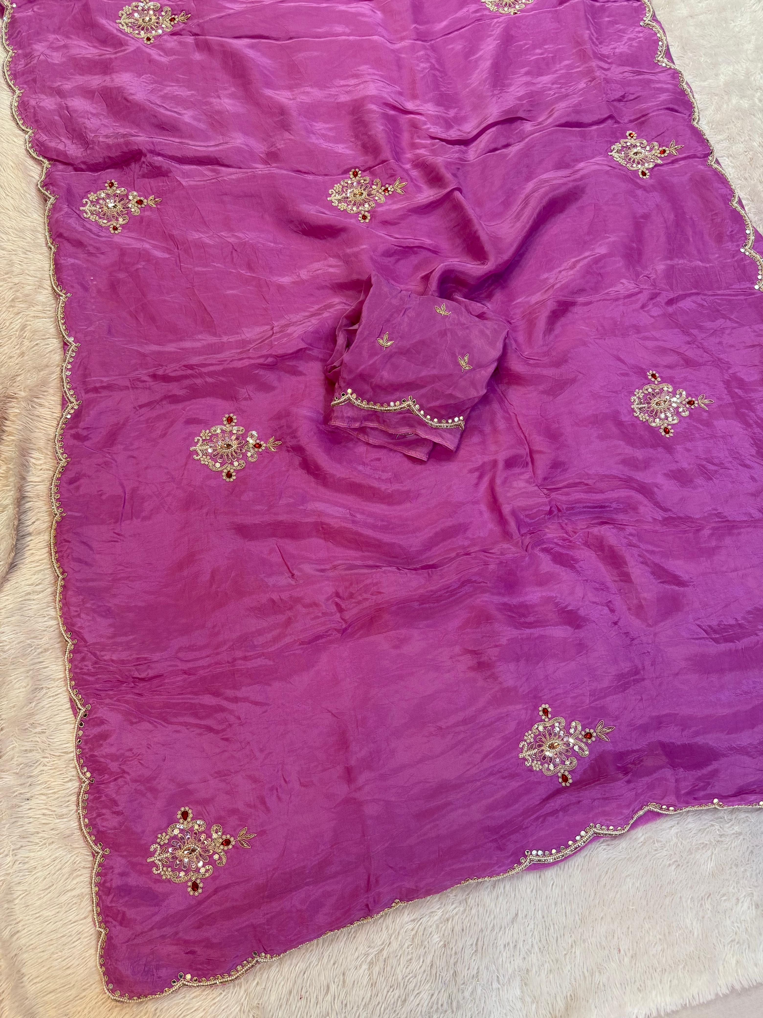 Designer Pure H O Silk Saree With Handwork