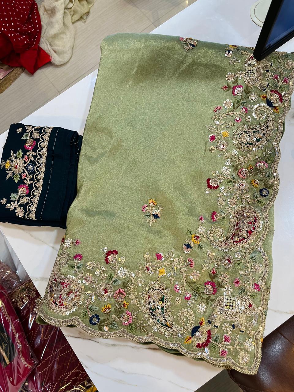 Luxury Tissue Saree With Premium Work