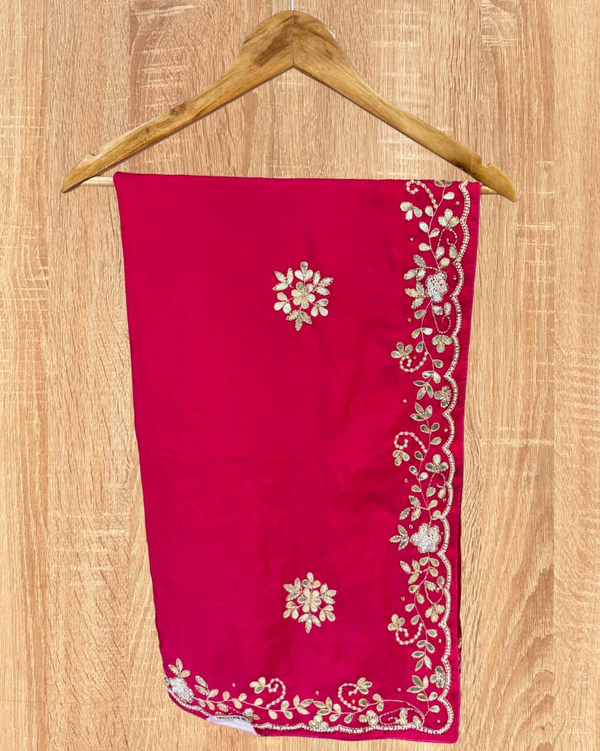 Pure H.O. Silk Saree with Floral Handwork & Designer Border