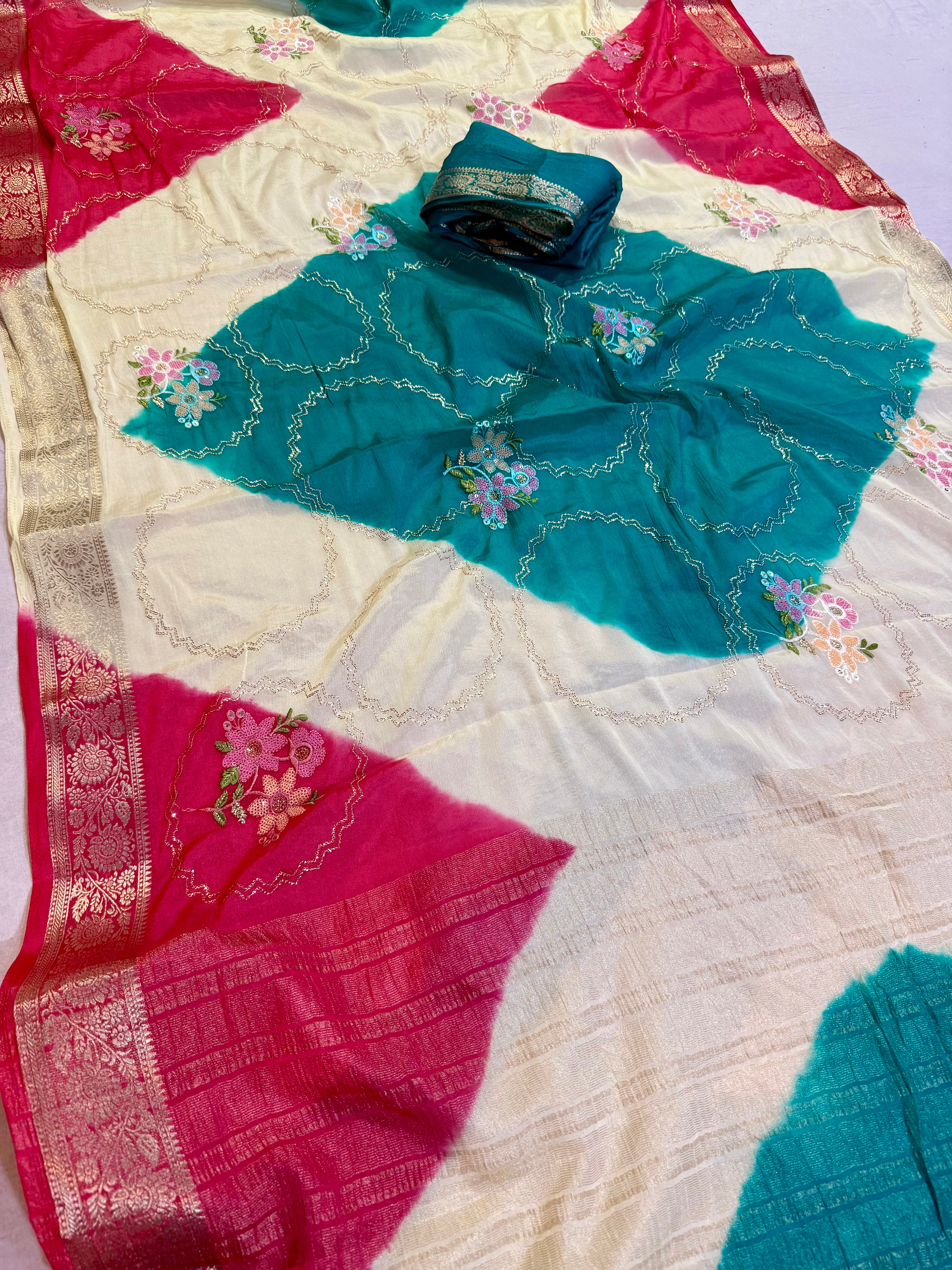 Masoom Special Multi Dye Saree With Sequence Work