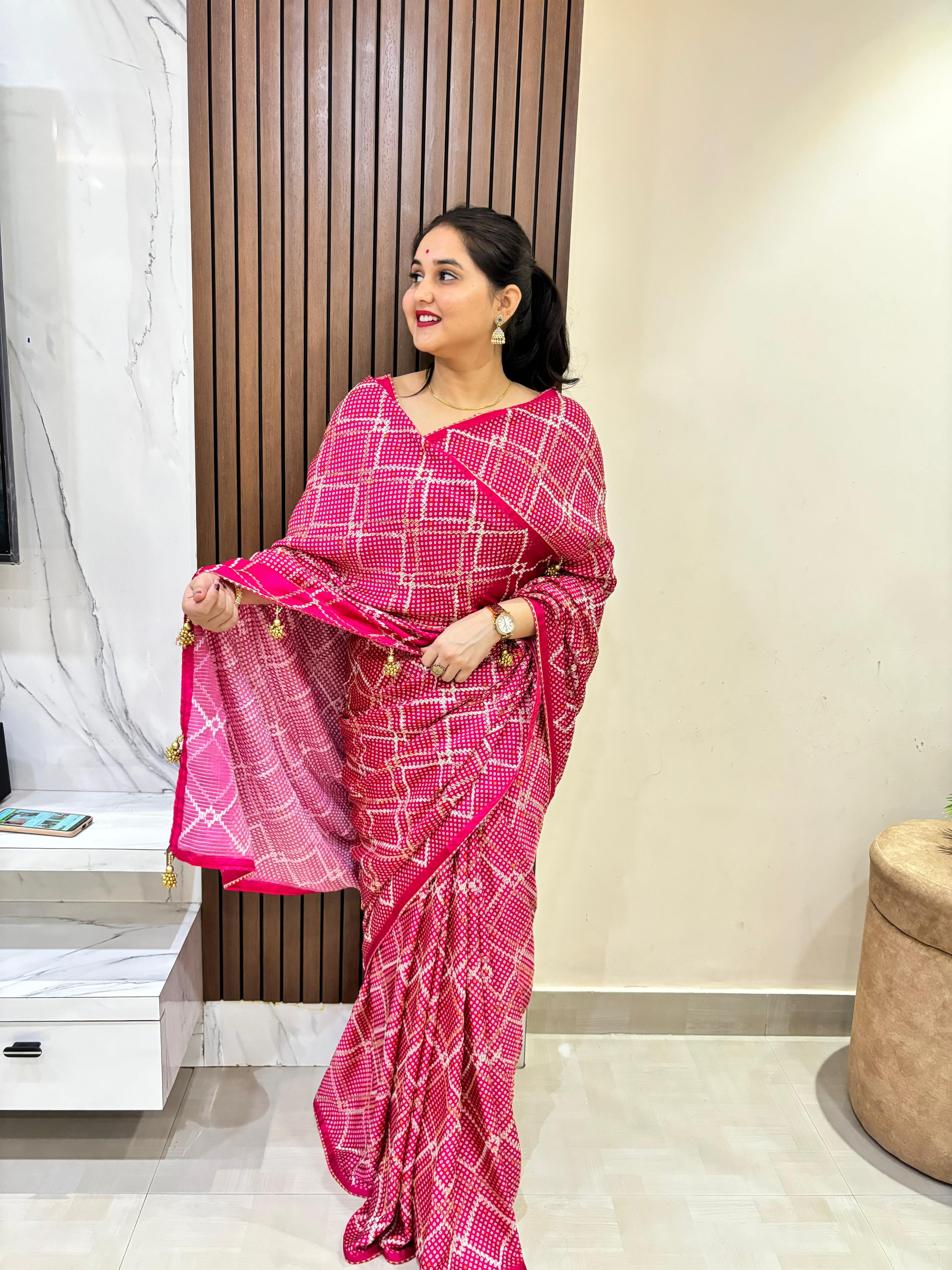 Traditional Modal Silk Saree With Gotta And Weaving Work