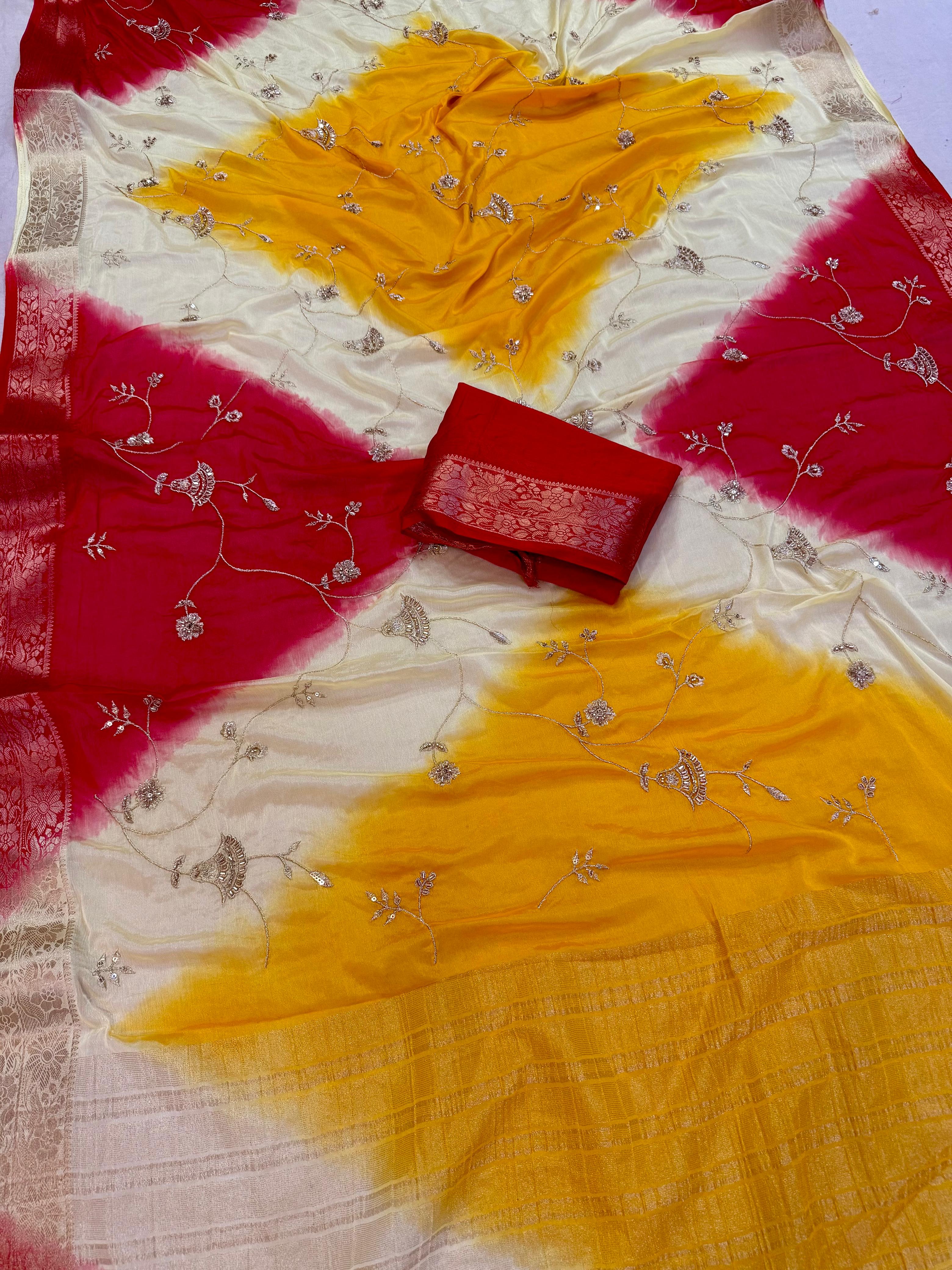 Designer Multi Dye Saree With Sequence Work