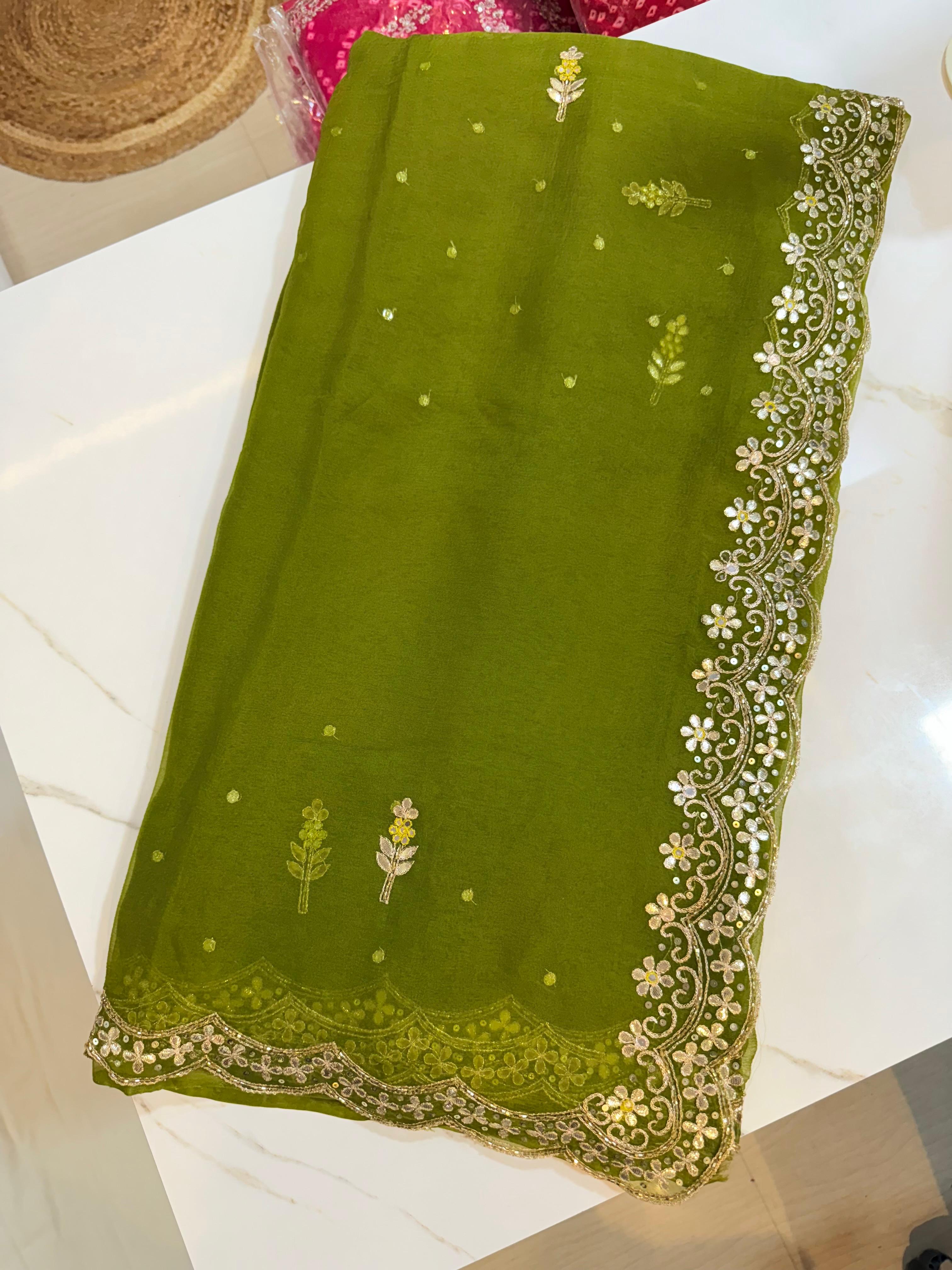 Premium Handwork Pure Chiffon Saree