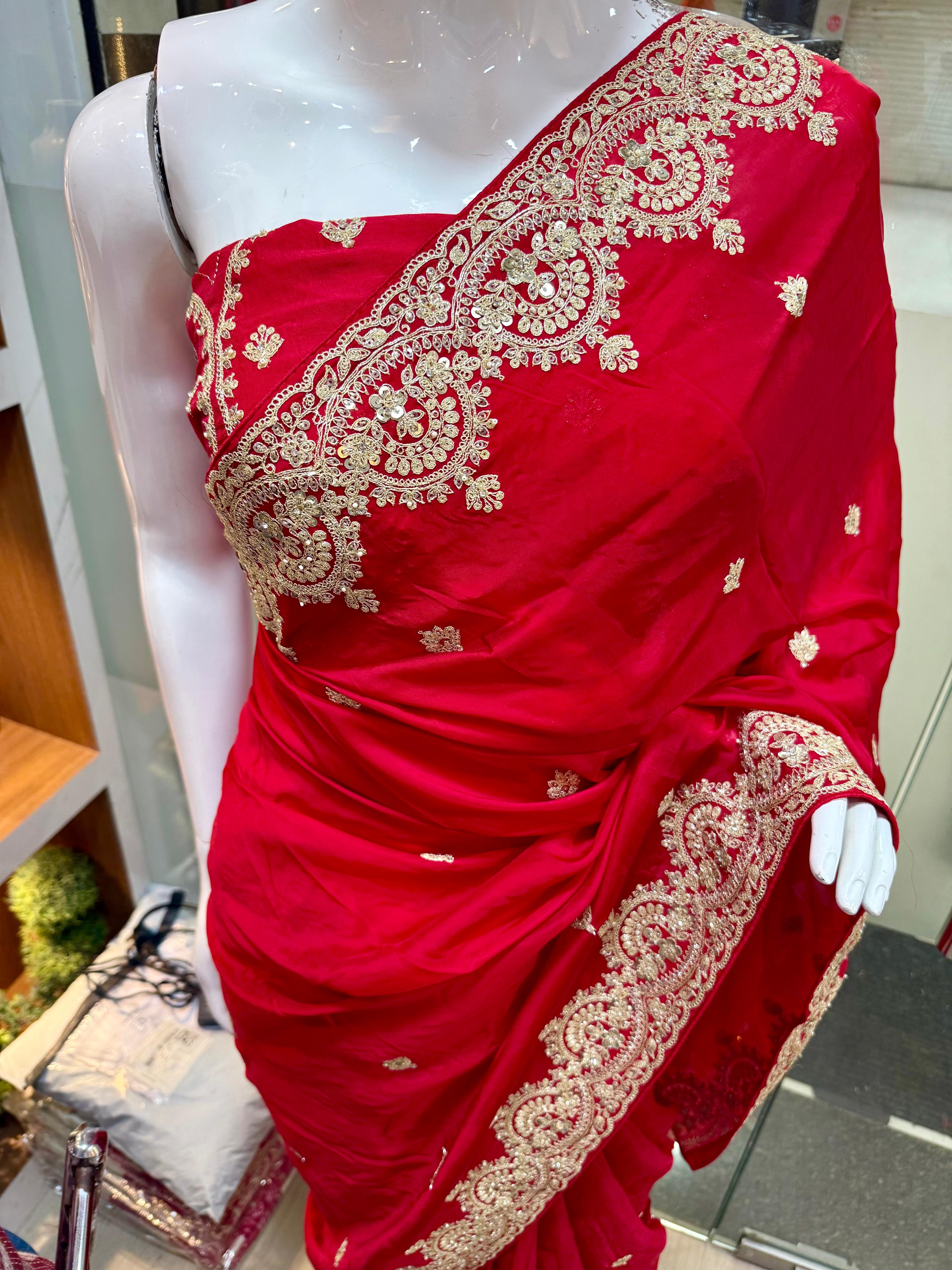 Latest Designer H O Silk Saree With Handwork