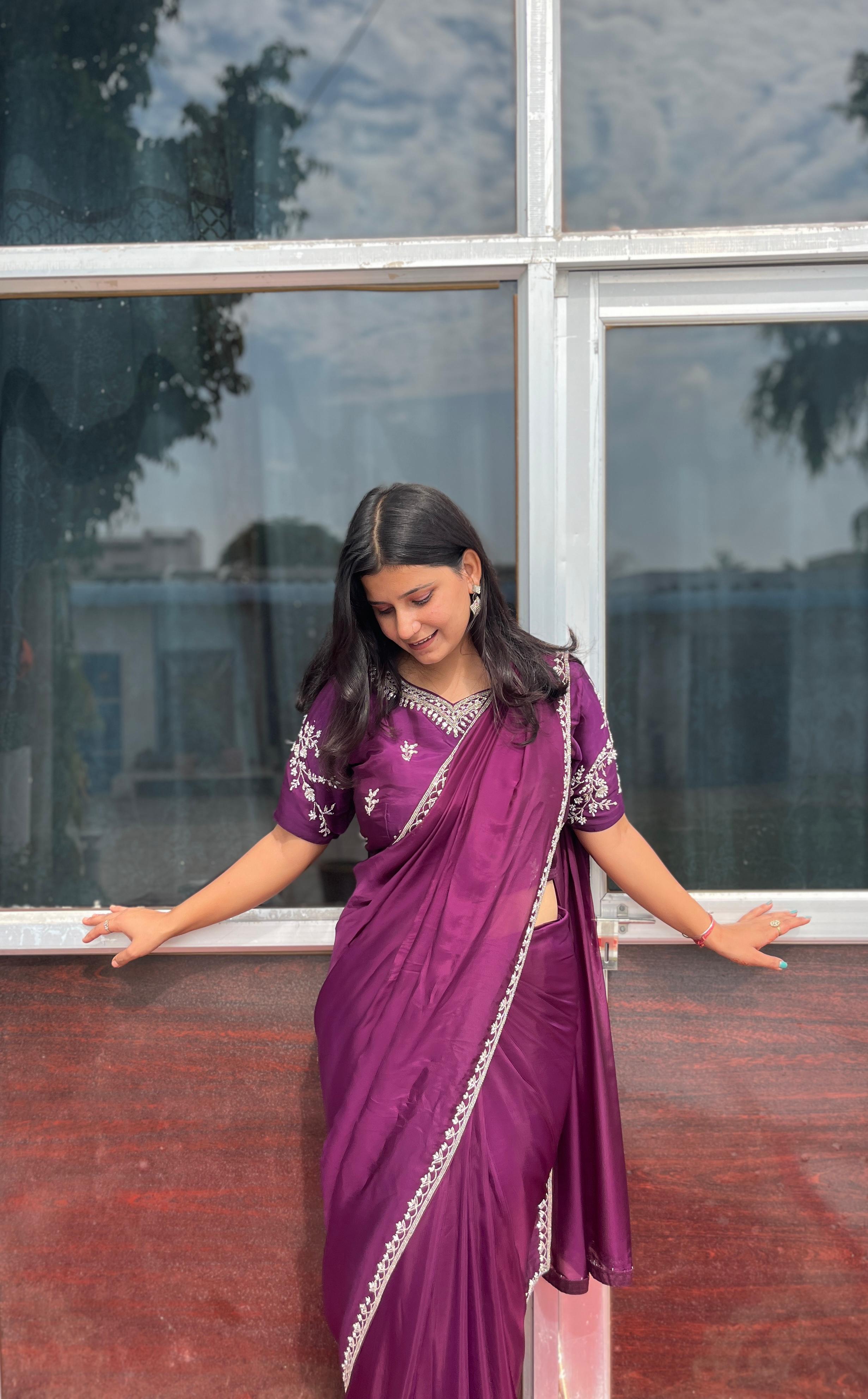 Premium Designer Saree With Readymade Blouse and Jacket