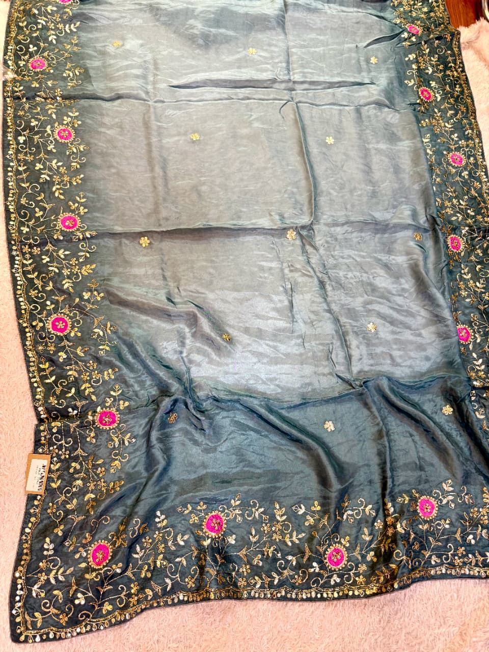 Beautiful H.O Silk Saree With Handwork