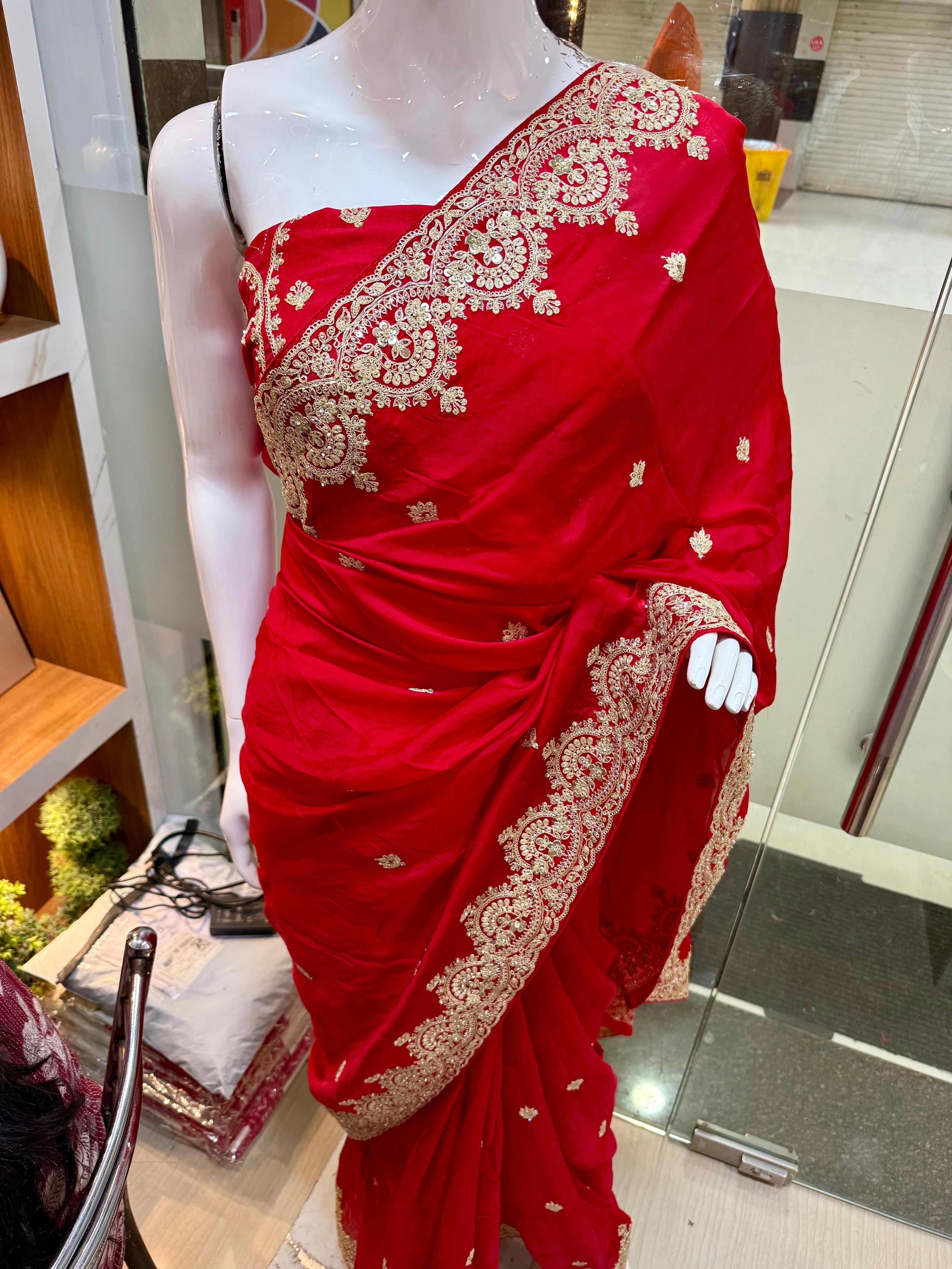 Latest Designer H O Silk Saree With Handwork