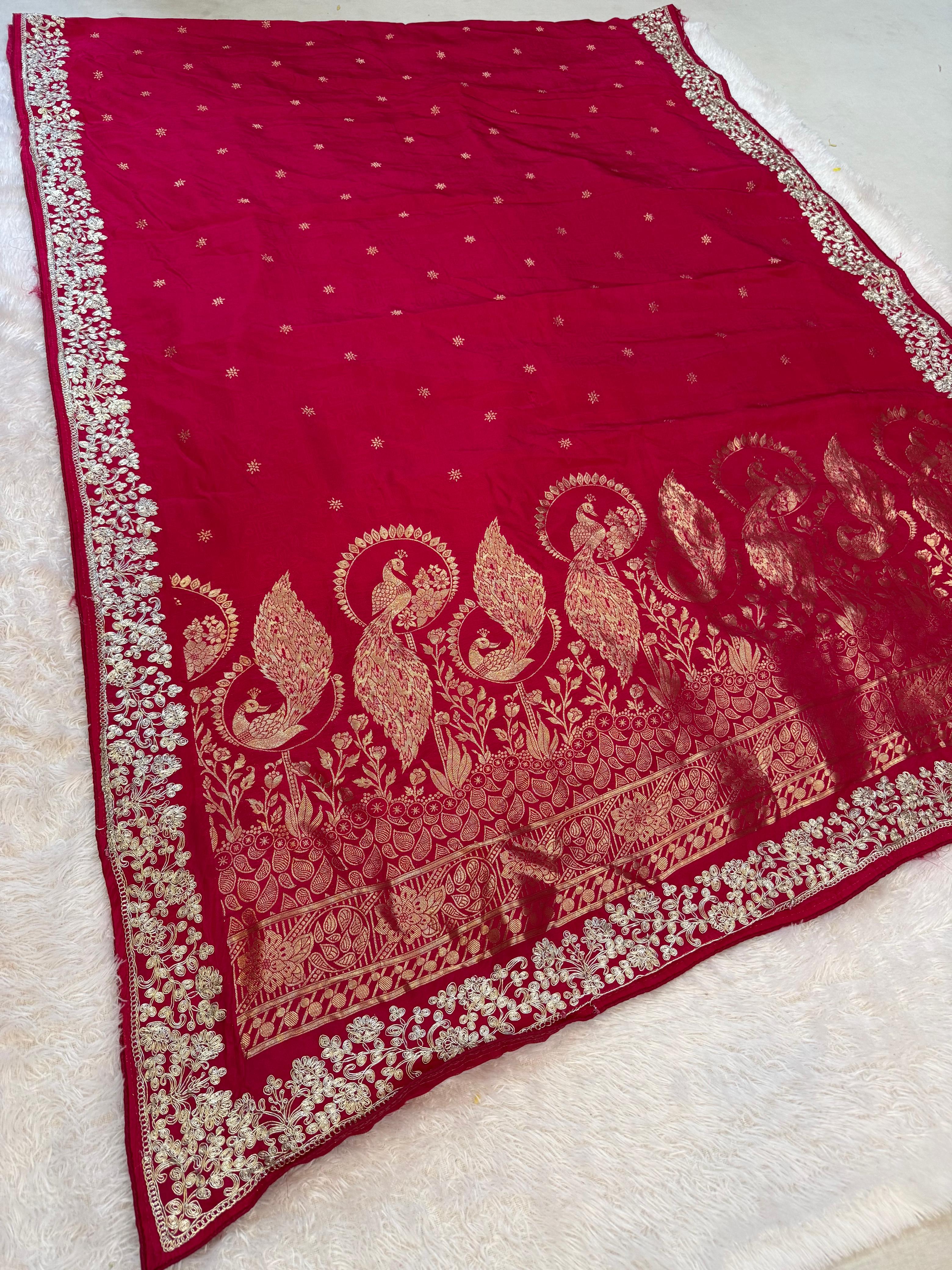 Beautiful H O Silk Saree With Pittan Work