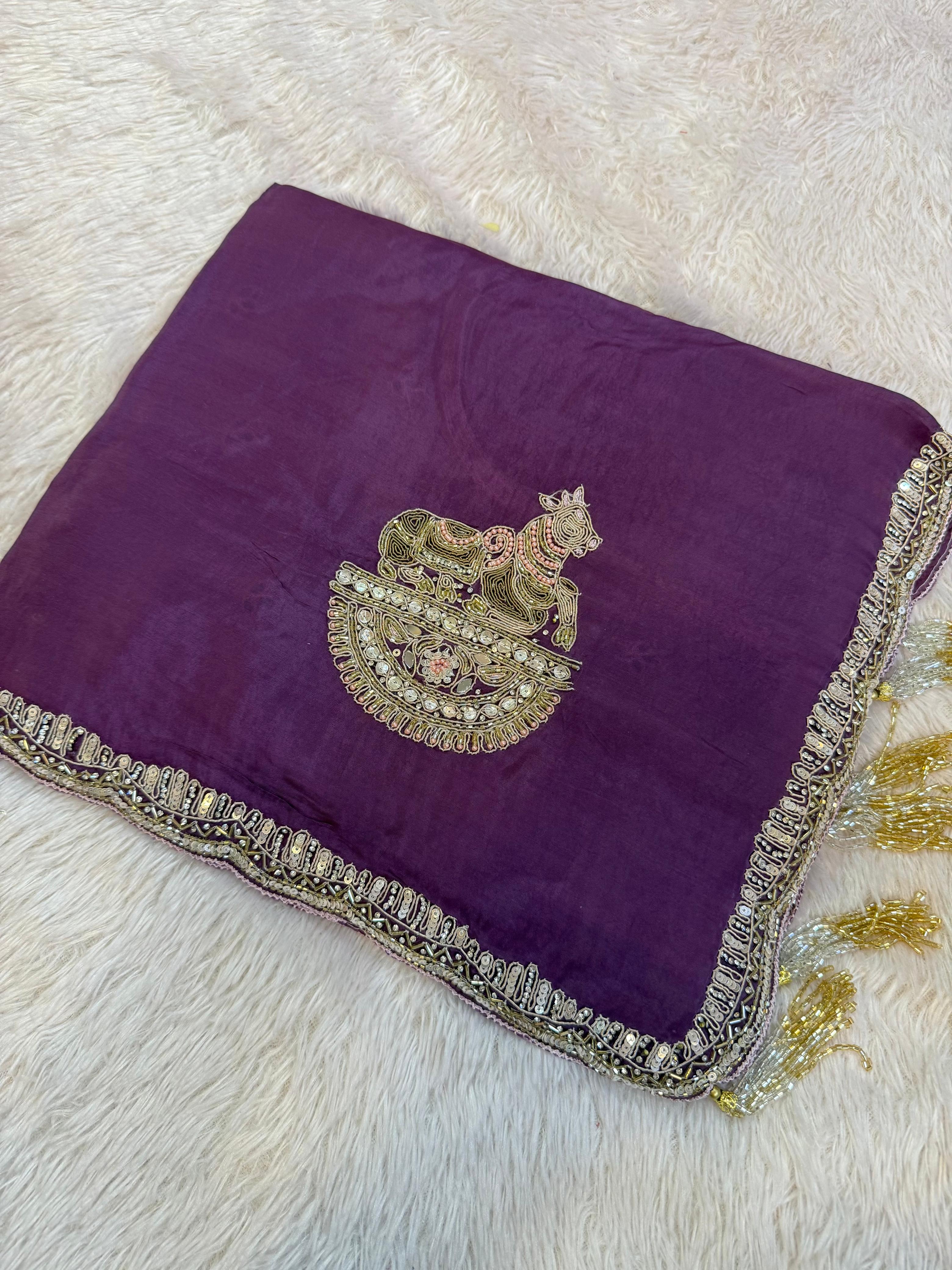 Luxury Upada Silk Febric Saree With Handwork