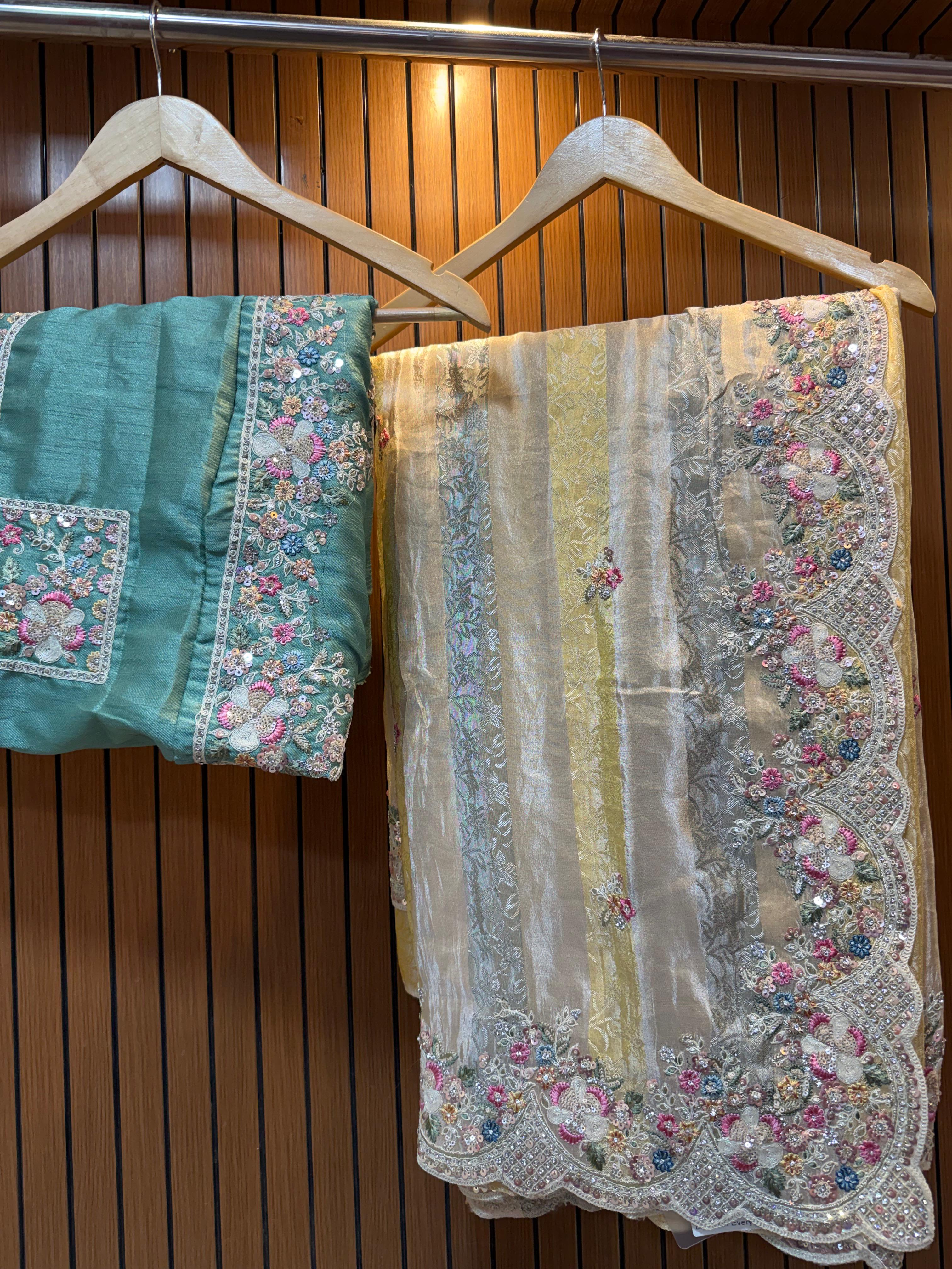 Latest Pure Soft H O Silk Saree With Handwork