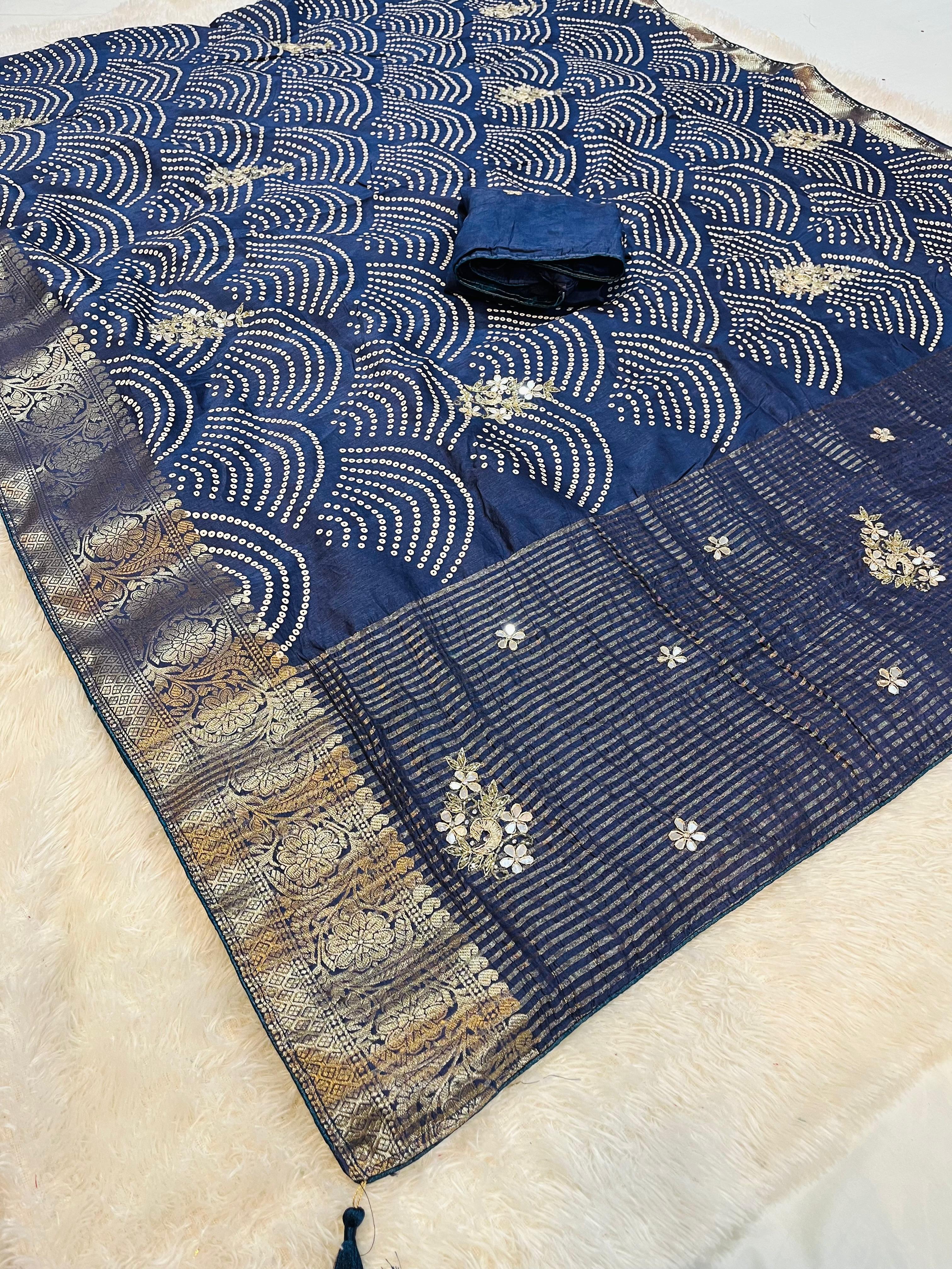 Beautiful Dolla Silk Saree With Handwork