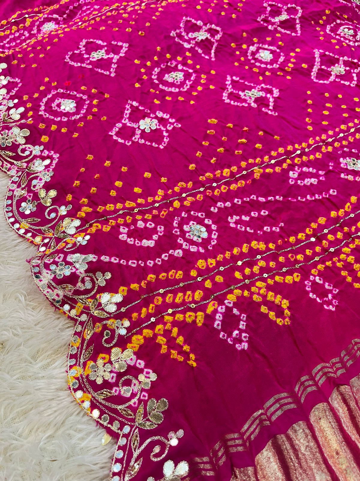 Luxury Traditional Pure Gajji Silk Saree With Handwork