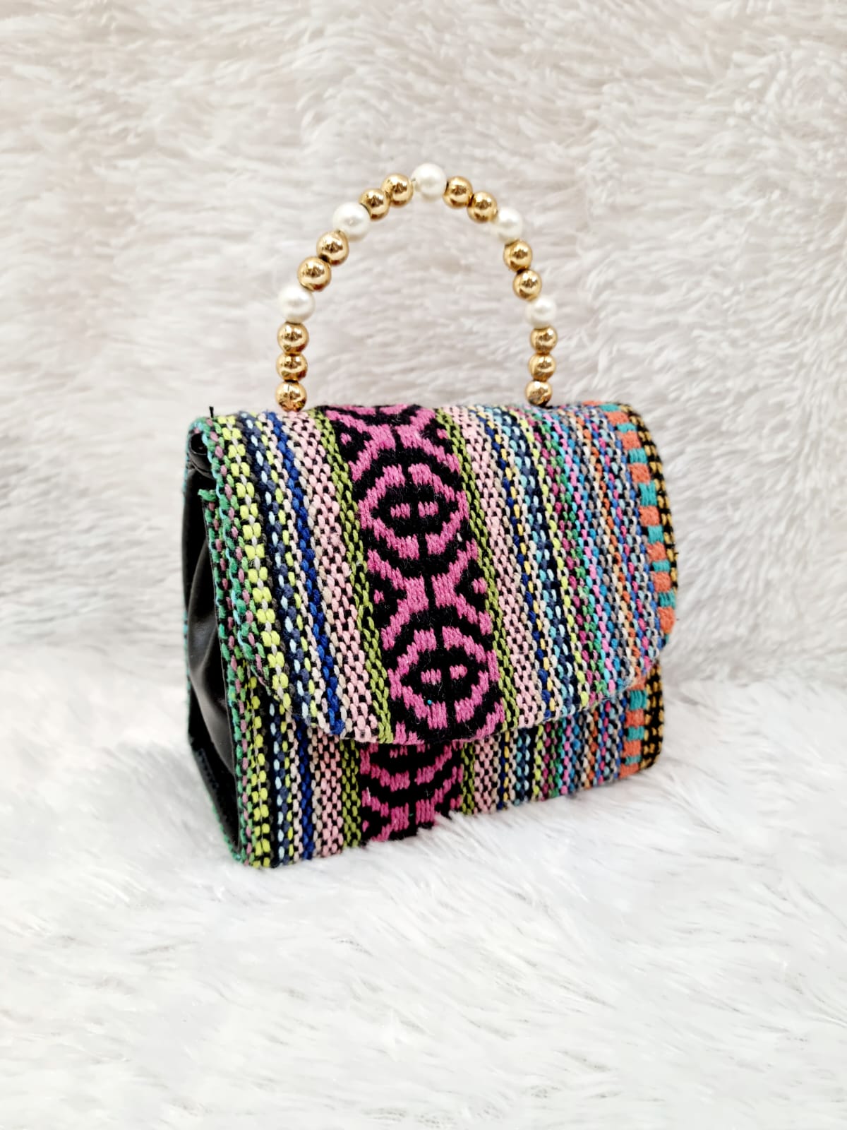 HandBlock Print Tow Partition Fancy Sling Purse 5"4