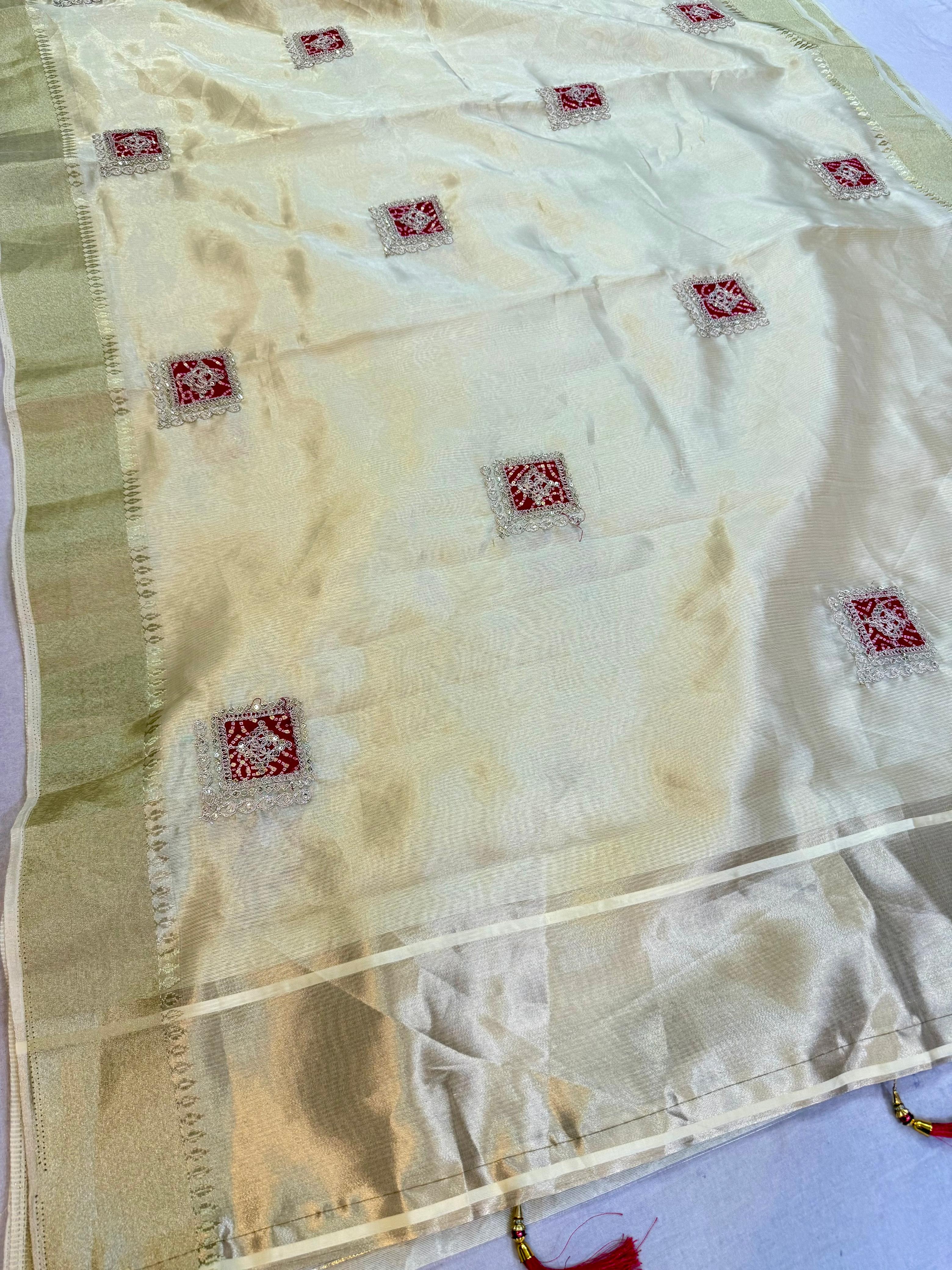 Latest Tissue Saree With Zari Work