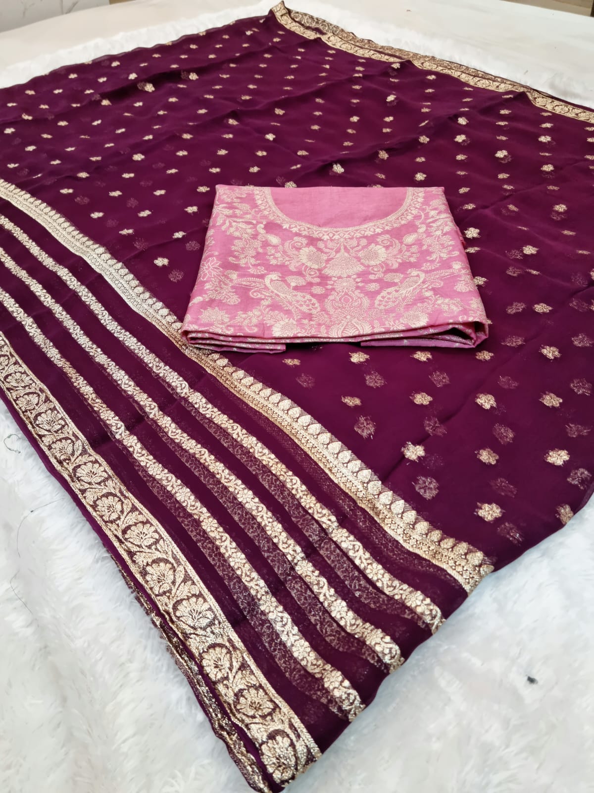 Trending Viscose Georgette Saree With Mx Jari