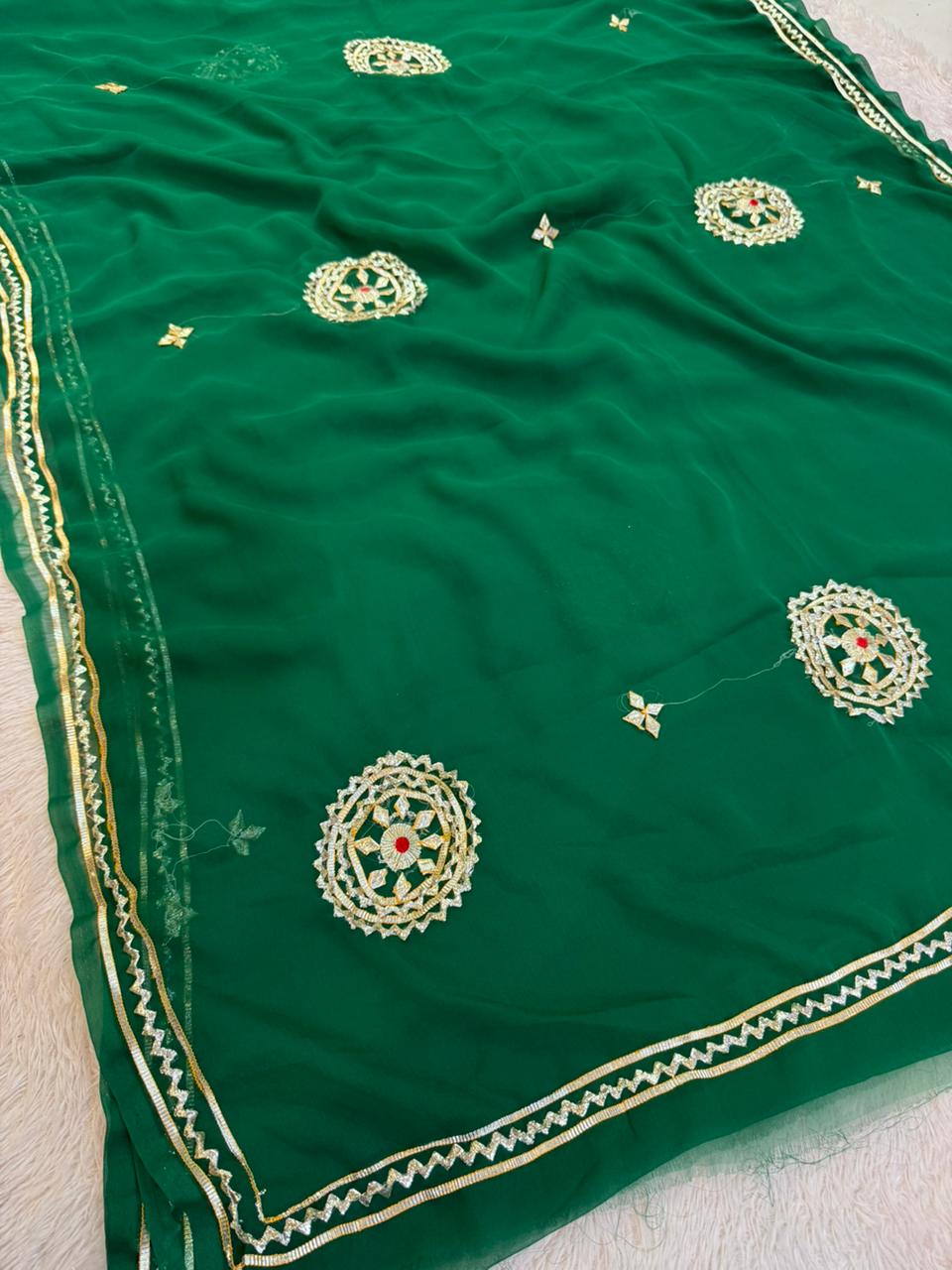 Trending Royal Georgette Saree With Gottapatti Work