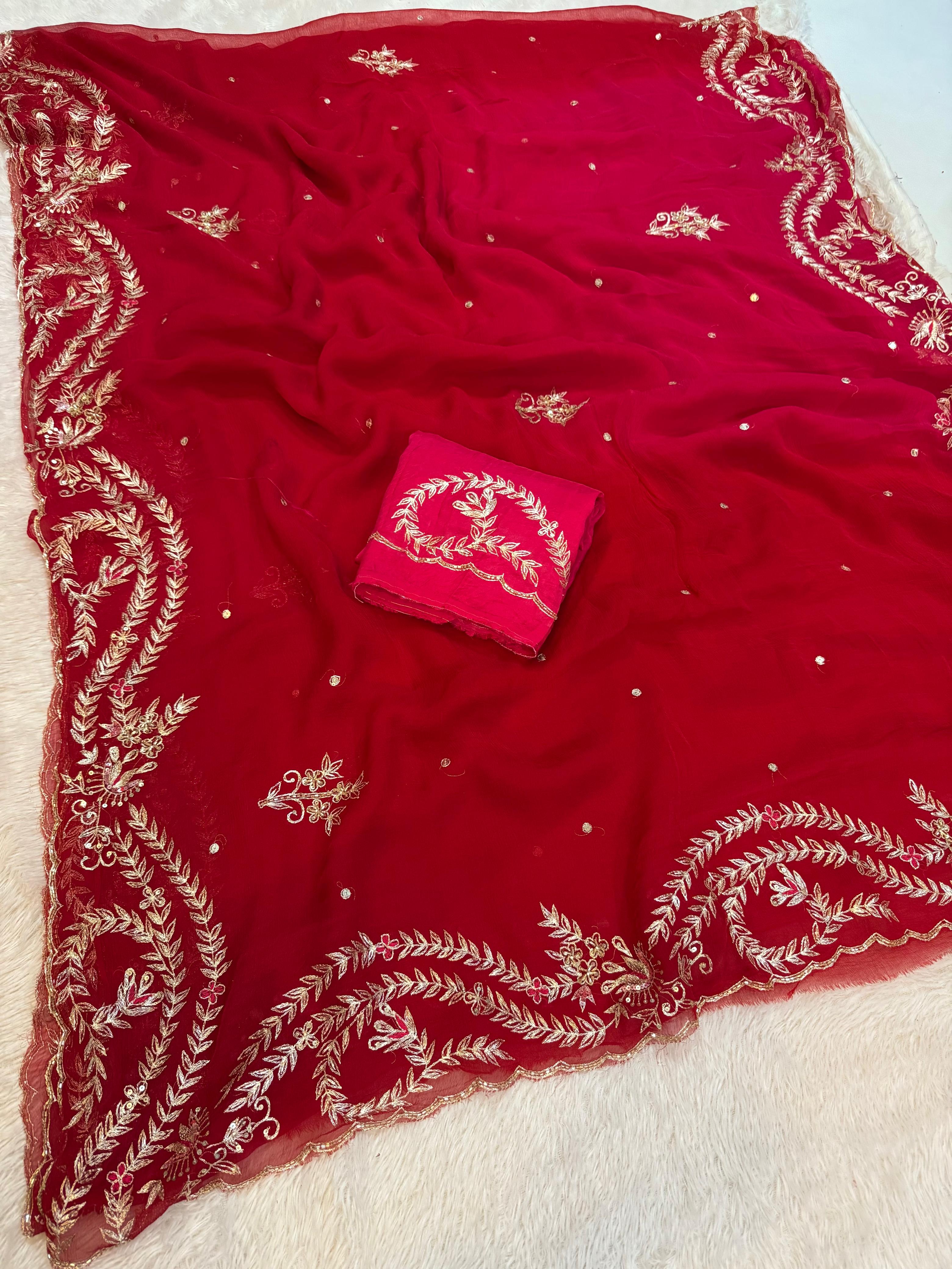 Royal Chiffon Saree With Kasab Handwork