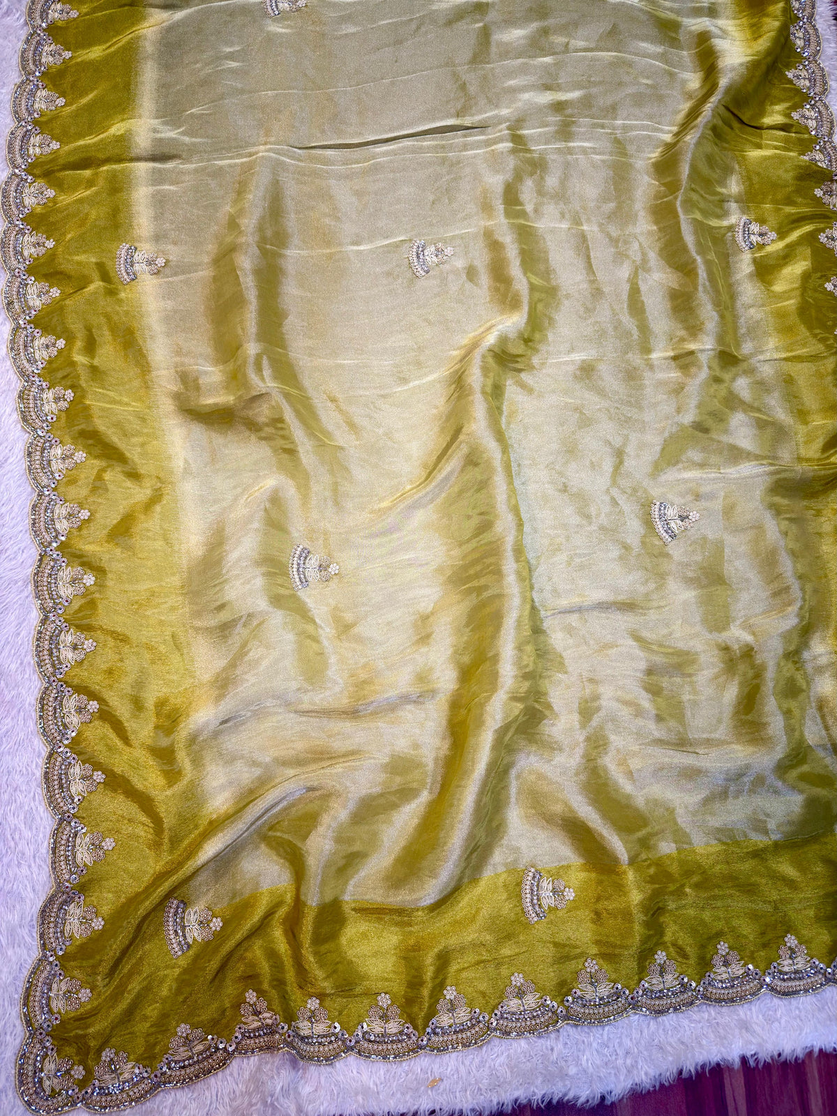 Beautiful Tissue Saree With Designer Handwork