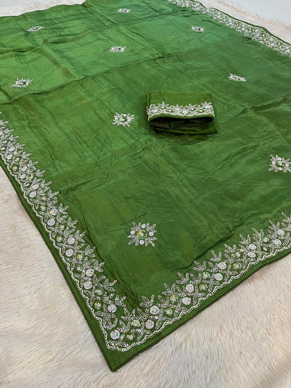 Designer Uppada Silk Saree With Handwork