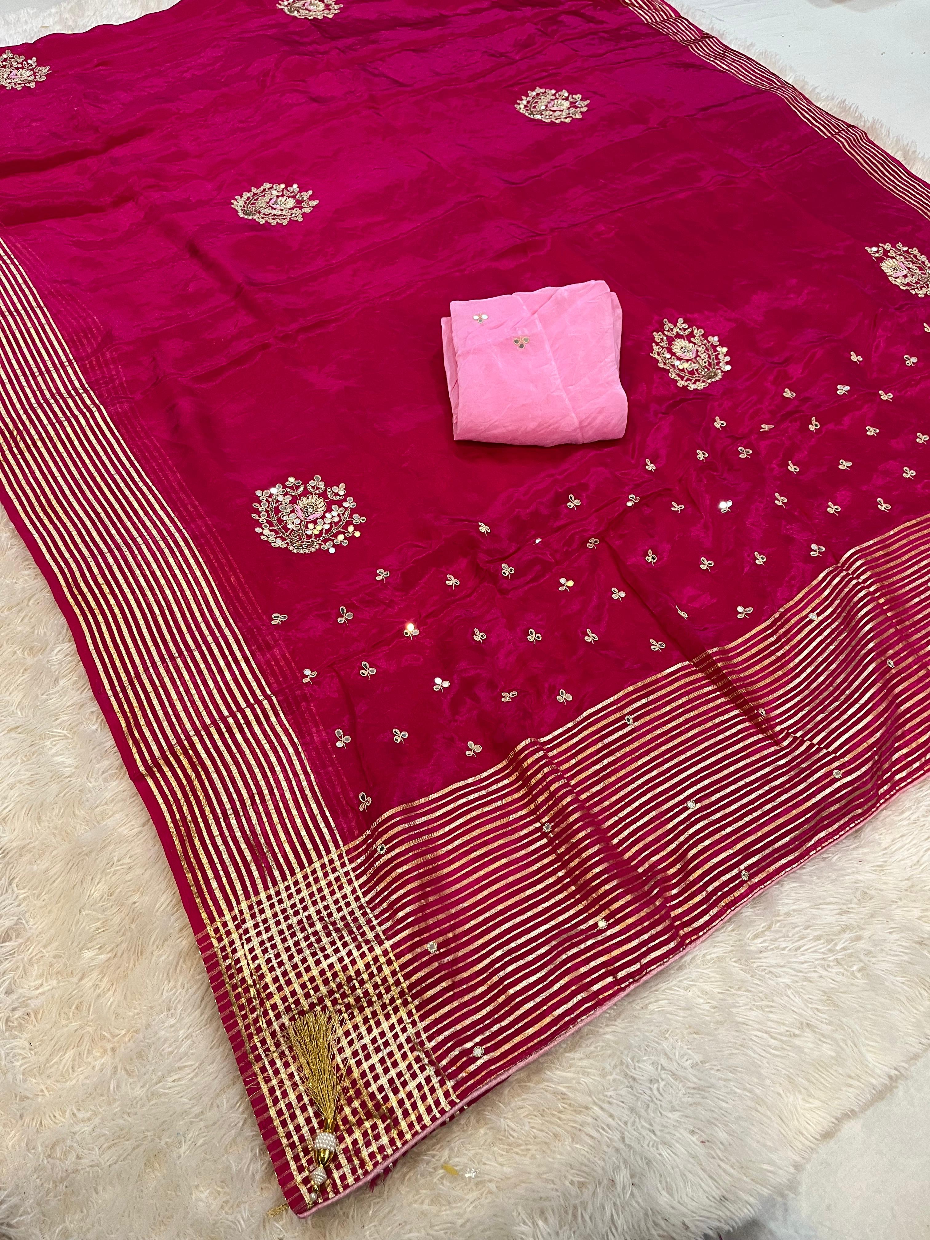 Designer Pure H O Silk Saree With Handwork