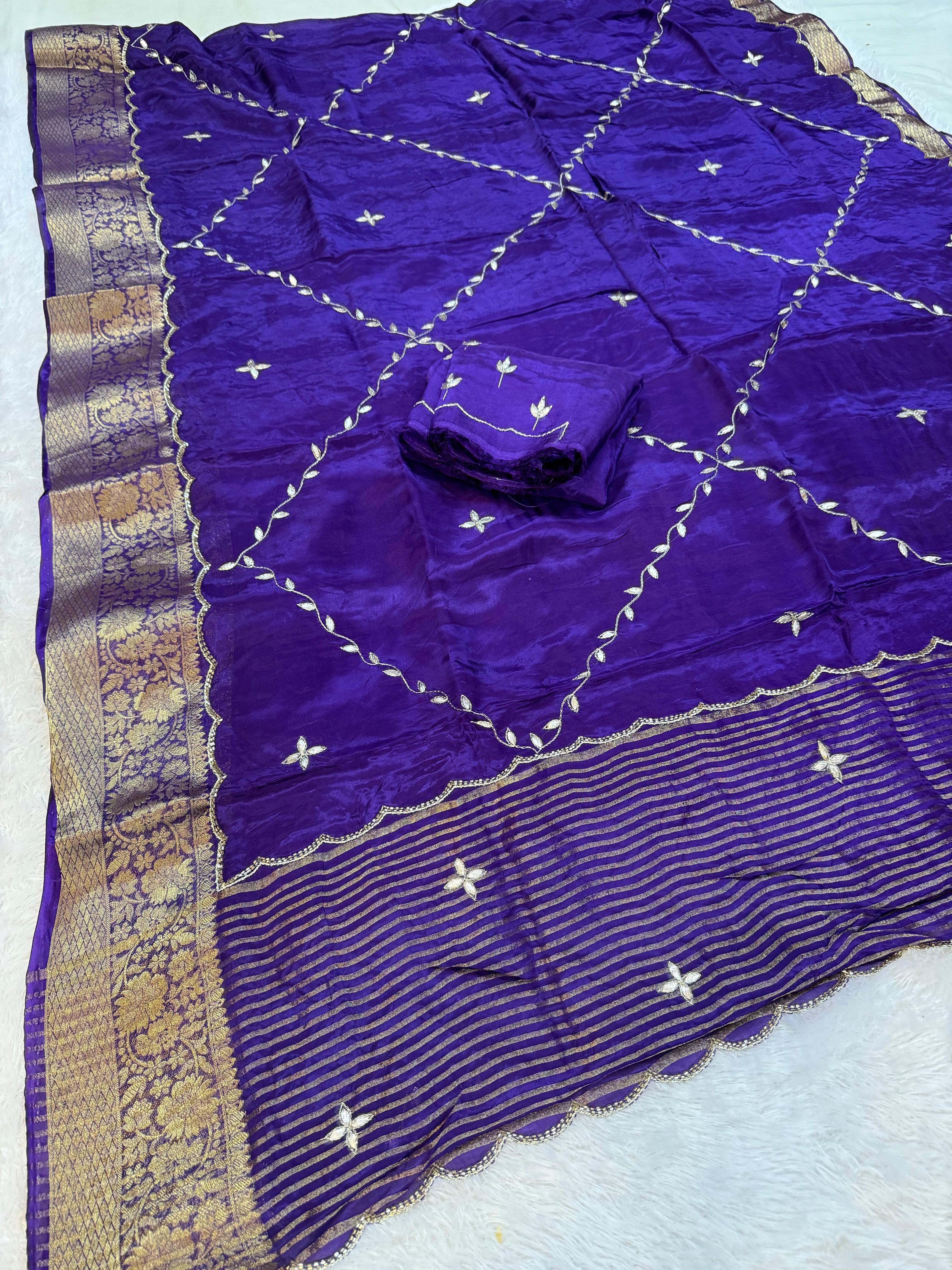 Beautiful H O Silk Saree With Kasab x Gottapatti Work